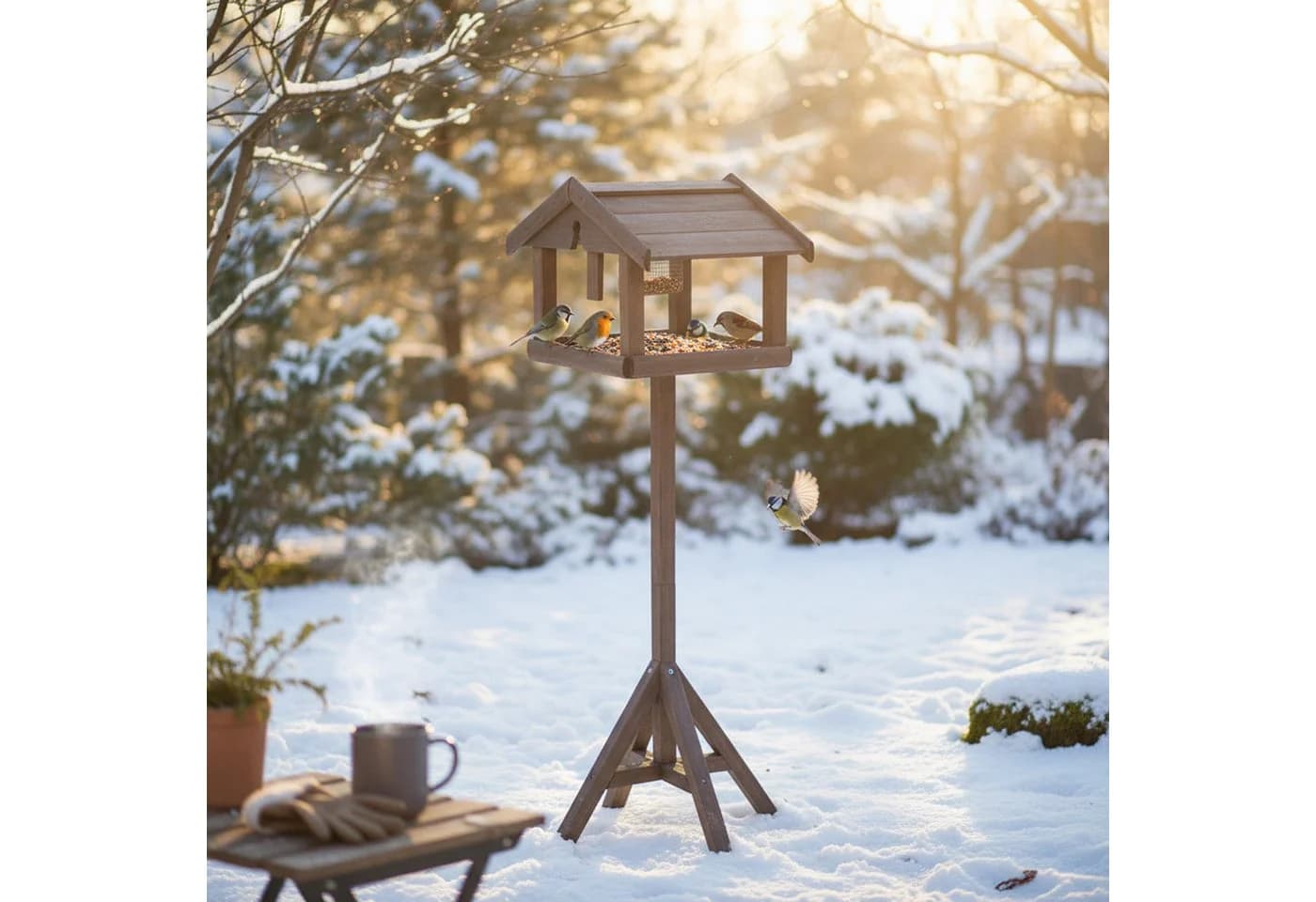 relaxdays Vogelhaus mit Ständer Braun - Bild 5