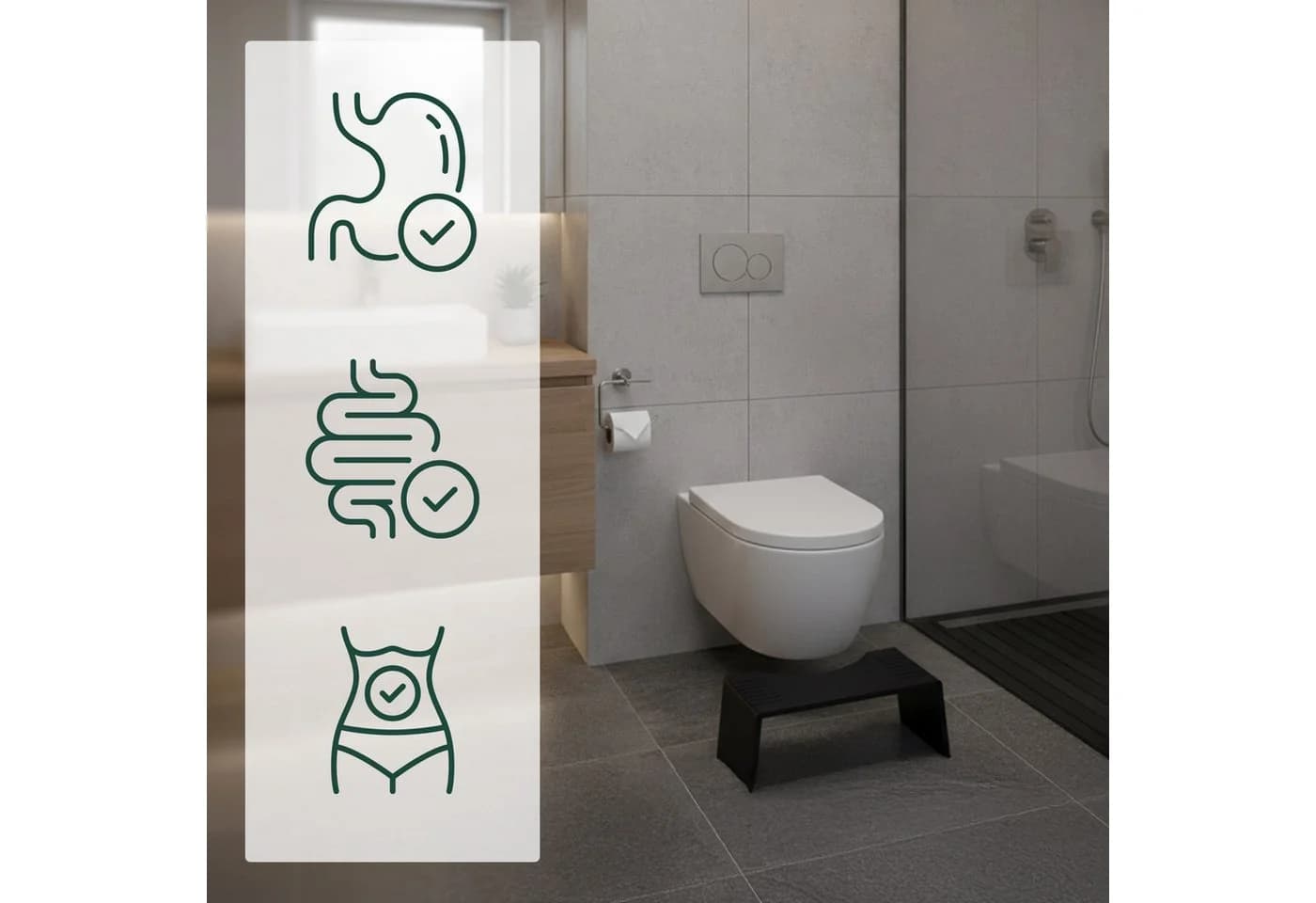 relaxdays Badhocker Klappbarer Toilettenhocker aus Bambus, Schwarz - Bild 3