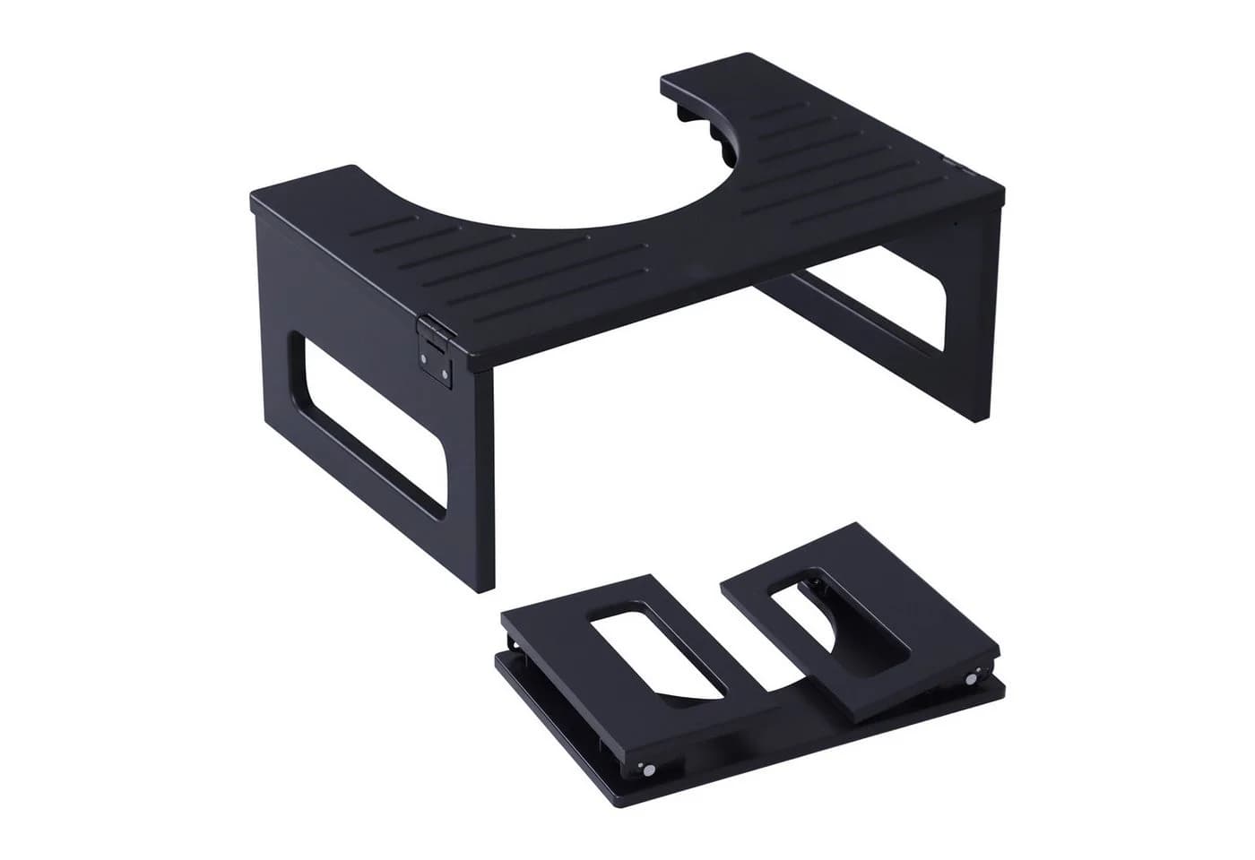 relaxdays Badhocker Klappbarer Toilettenhocker aus Bambus, Schwarz - Bild 2