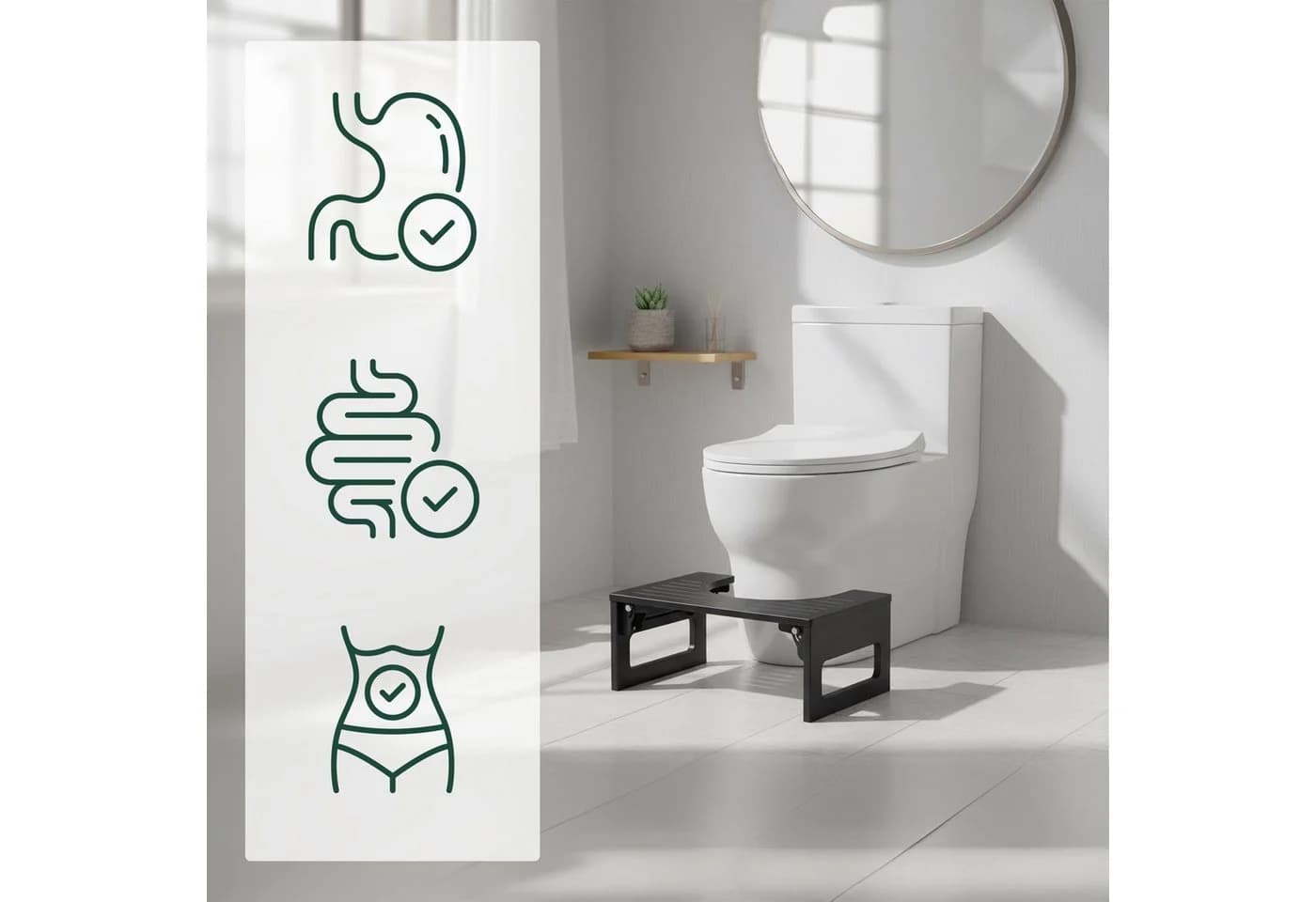 relaxdays Badhocker Klappbarer Toilettenhocker aus Bambus, Schwarz - Bild 3