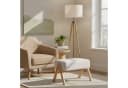 relaxdays Fußhocker Bambus & Stoff Creme Bild 1