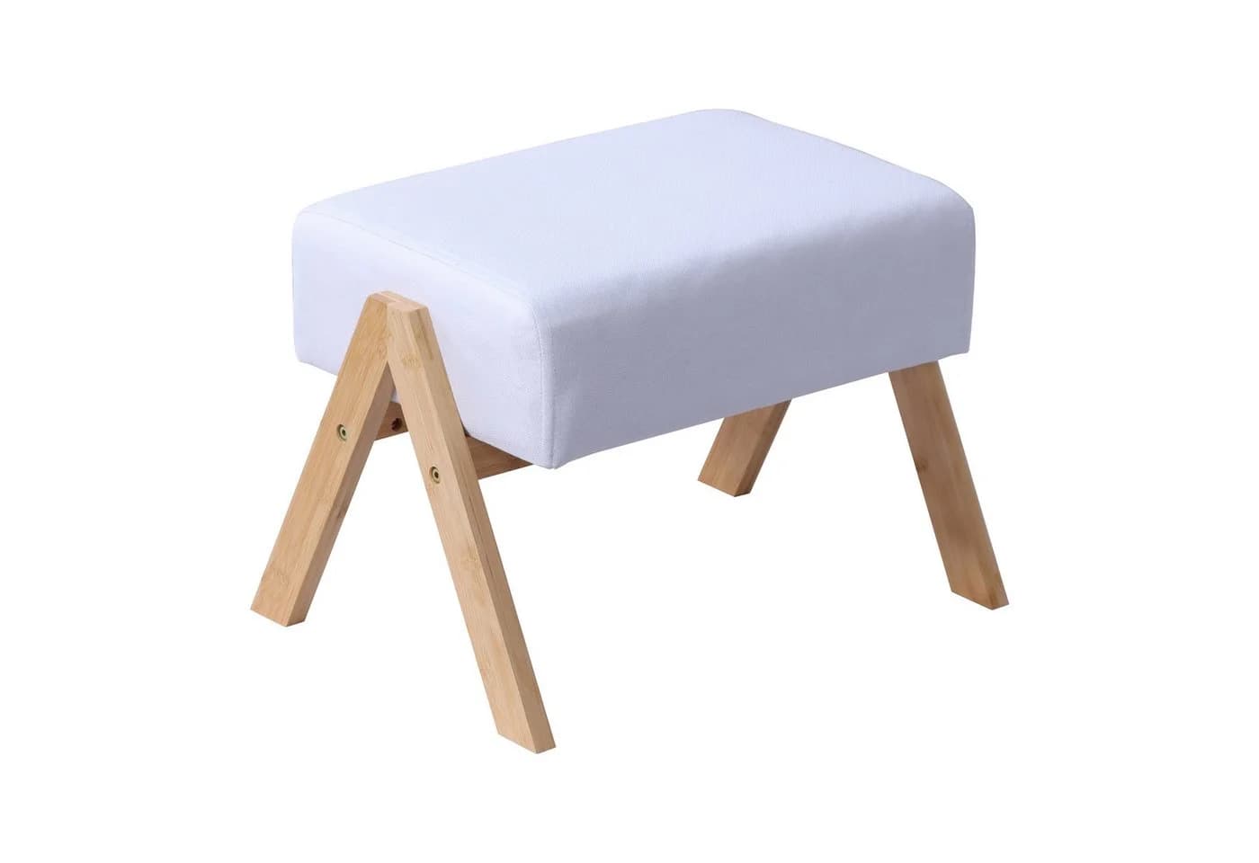 relaxdays Fußhocker Bambus & Stoff Creme - Bild 2