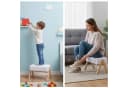 relaxdays Fußhocker Bambus & Stoff Creme Bild 3