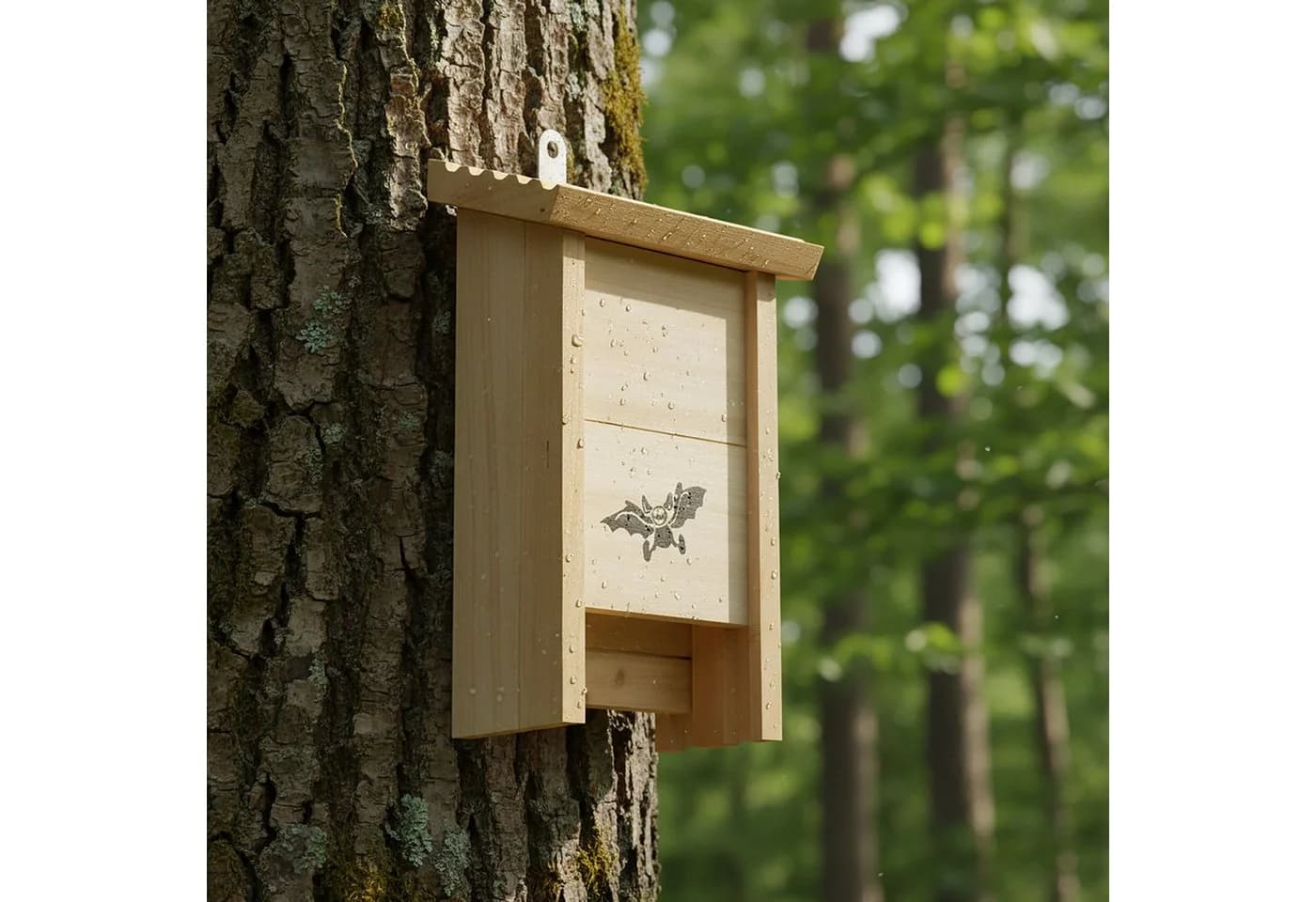 relaxdays Fledermauskasten 2er Set aus Holz mit Anflughilfe