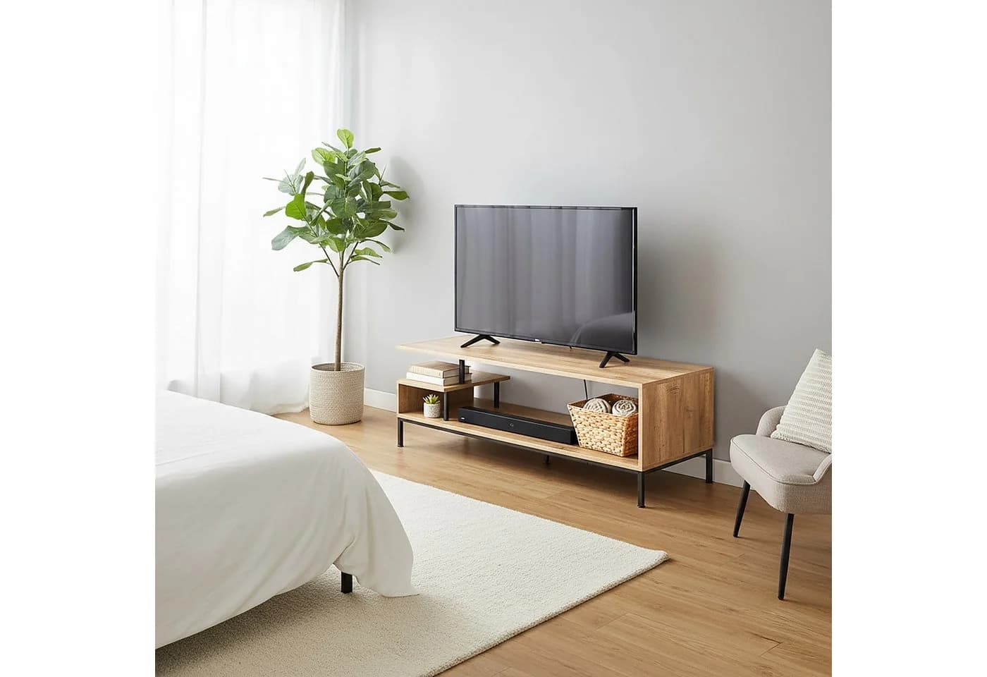 relaxdays TV-Bank TV Lowboard bis 55 Zoll Holzoptik - Bild 3