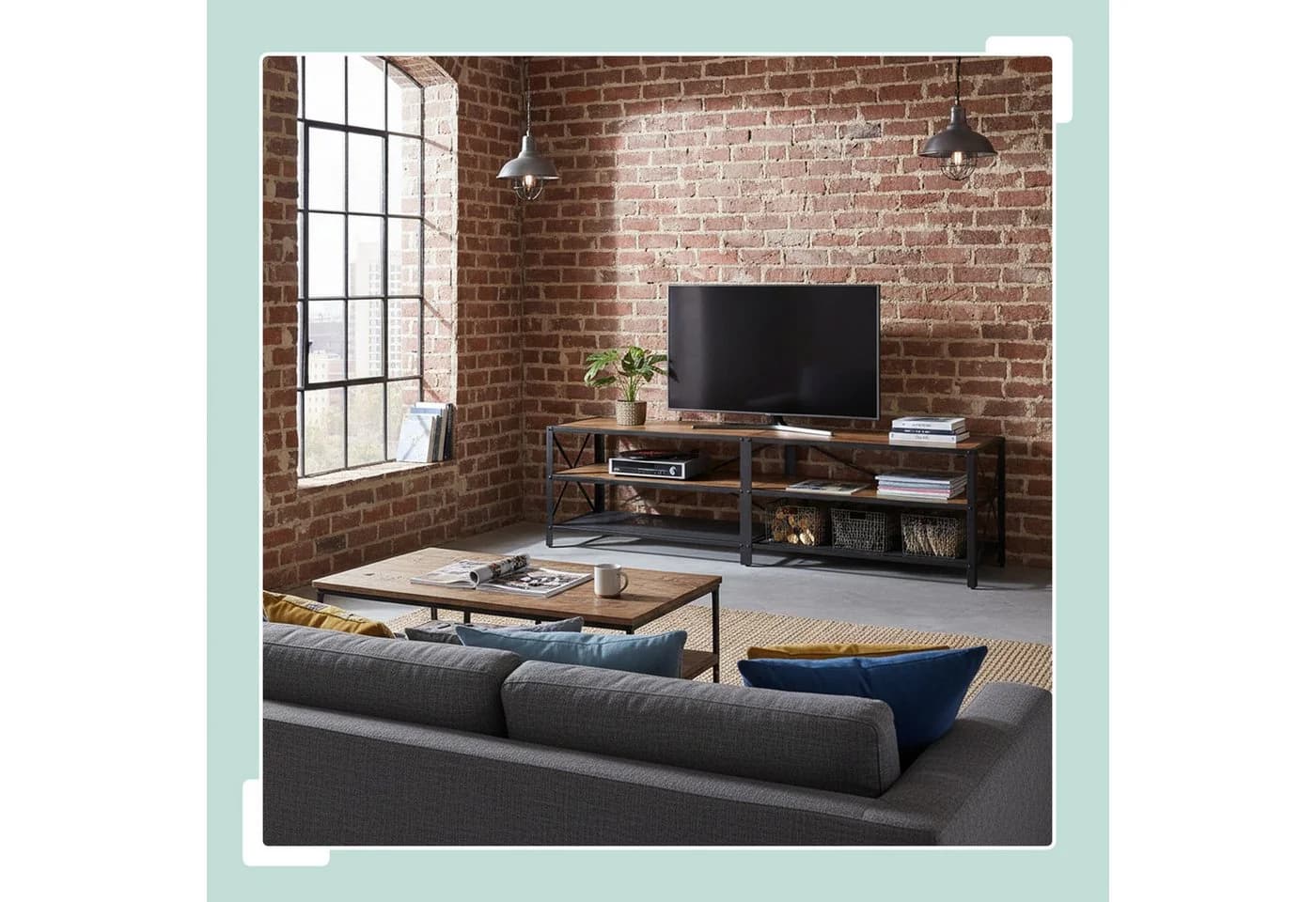 relaxdays TV-Bank TV Lowboard 4 Fächer, 180 cm, Braun, Schwarz