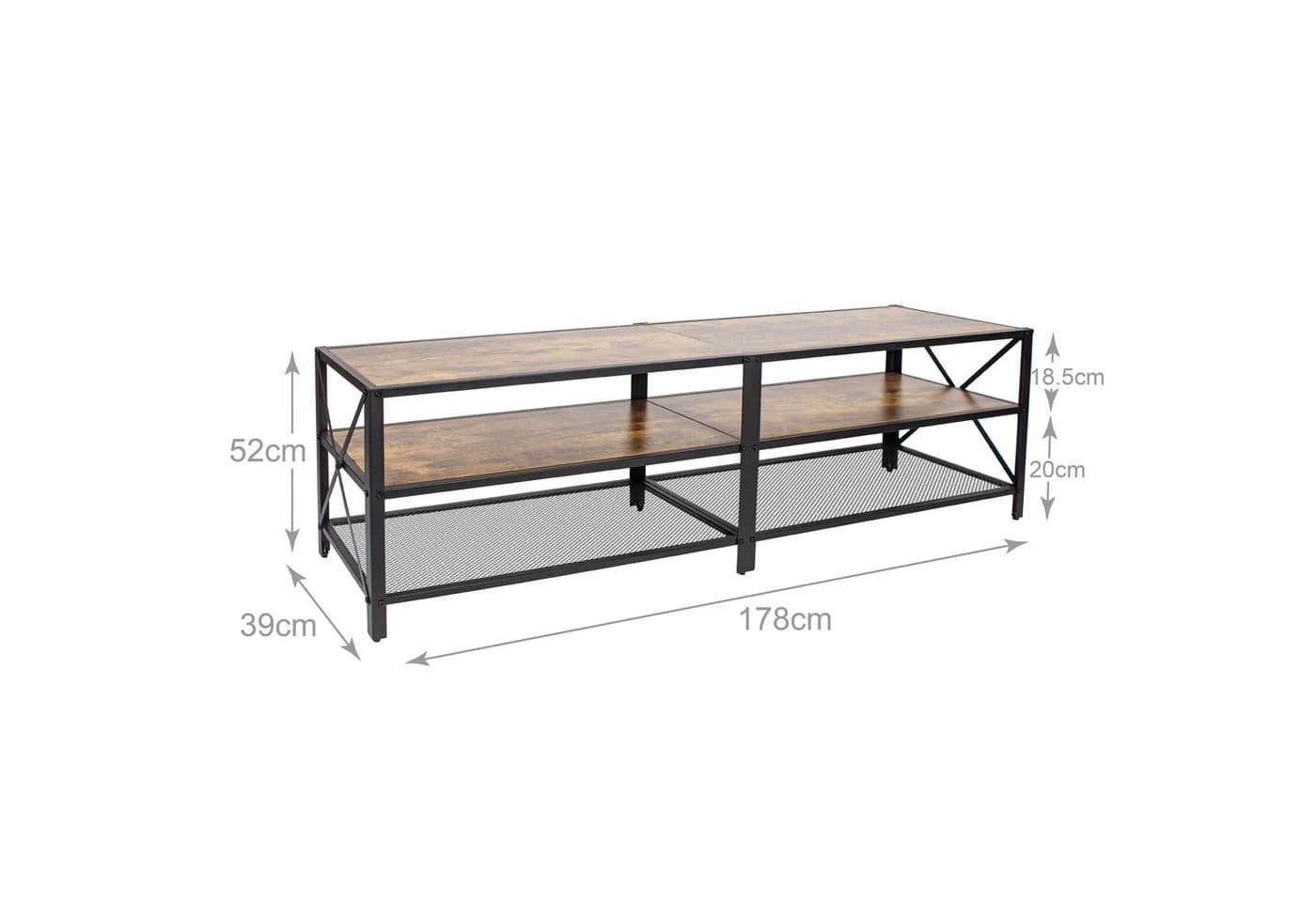 relaxdays TV-Bank TV Lowboard 4 Fächer, 180 cm, Braun, Schwarz - Bild 4