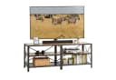 Relaxdays TV-Bank TV Lowboard 4 Fächer Braun Schwarz Industrial Style Bild 2