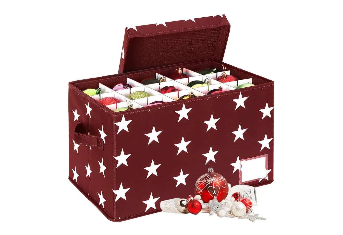 relaxdays Aufbewahrungsbox Weihnachtskugel, rot - Bild 2