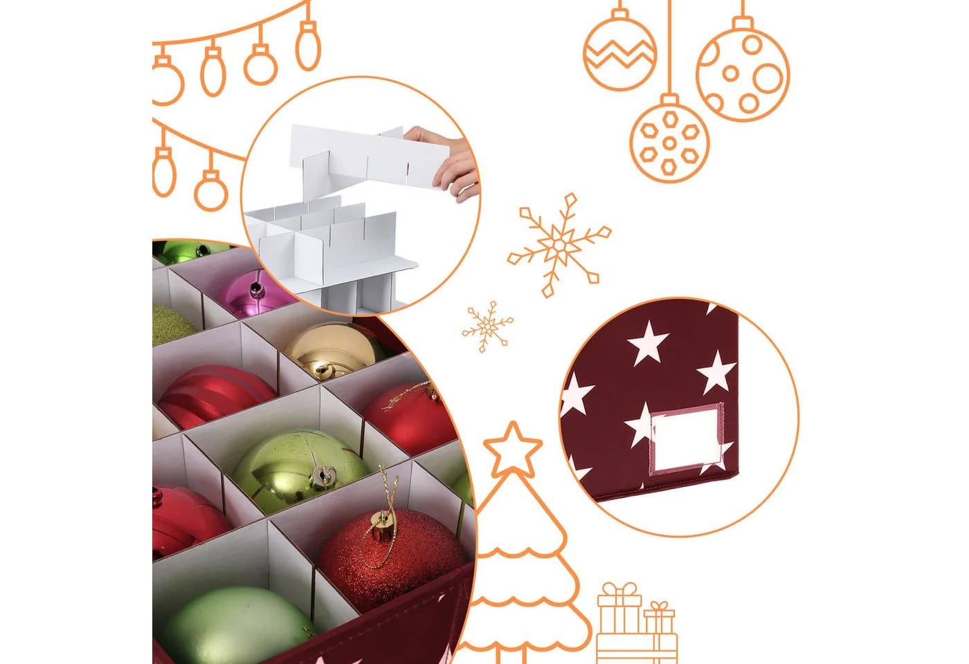 relaxdays Aufbewahrungsbox Weihnachtskugel, rot - Bild 5