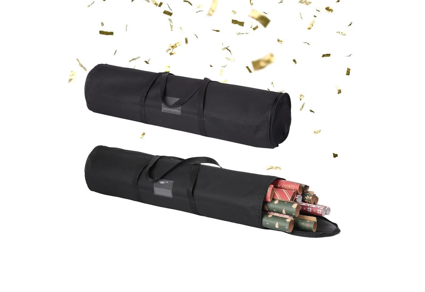 relaxdays Aufbewahrungsbox Geschenkpapier Aufbewahrung 2er Set, Schwarz - Bild 2