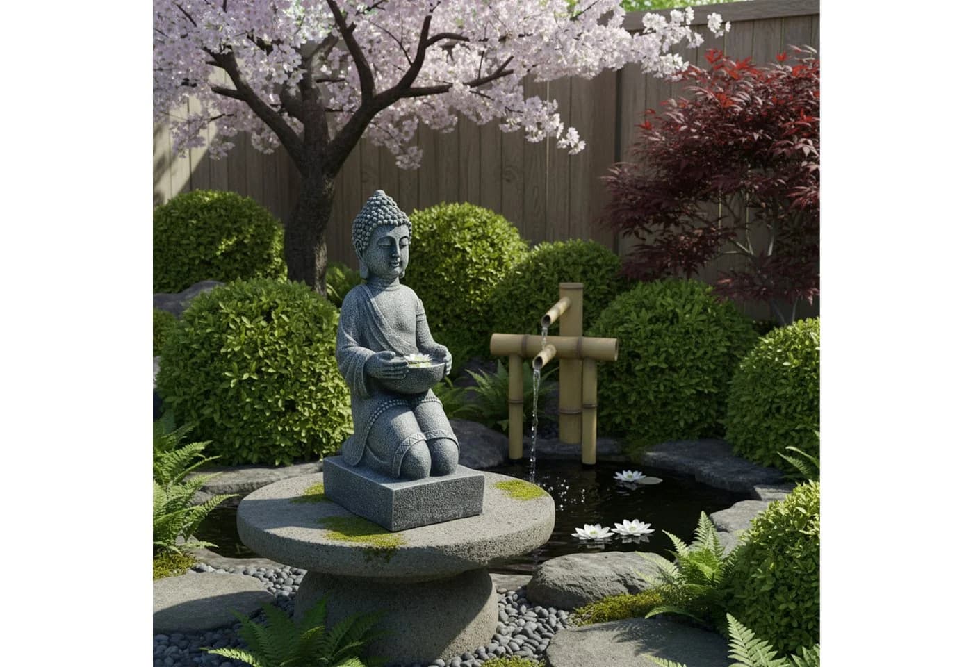 relaxdays Buddha Figur Grau Polyresin Wetterfest