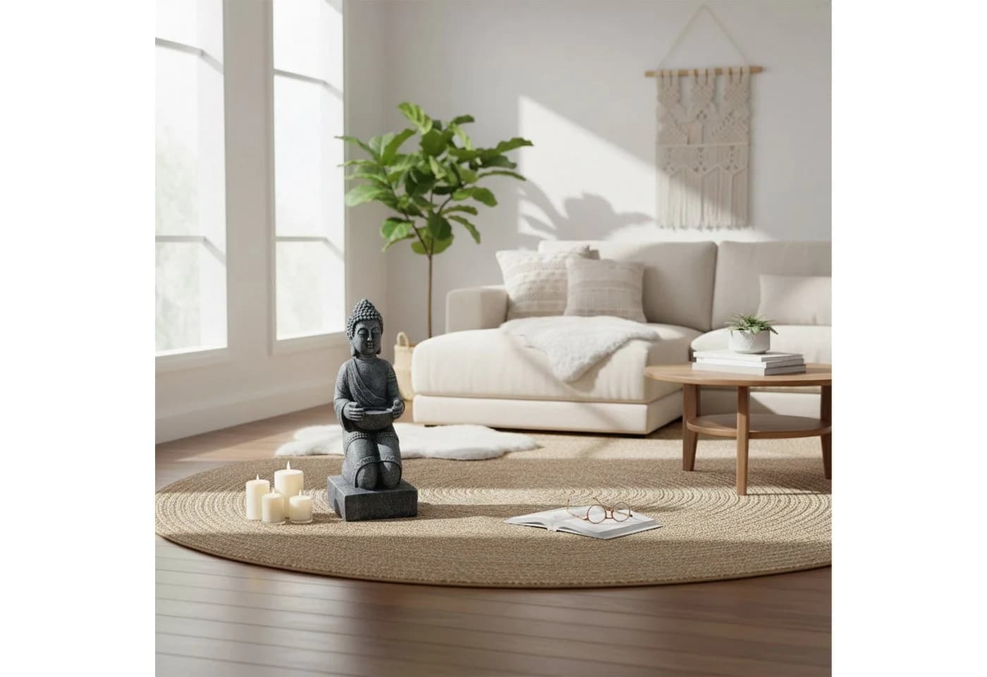 relaxdays Buddha Figur Grau Polyresin Wetterfest - Bild 3