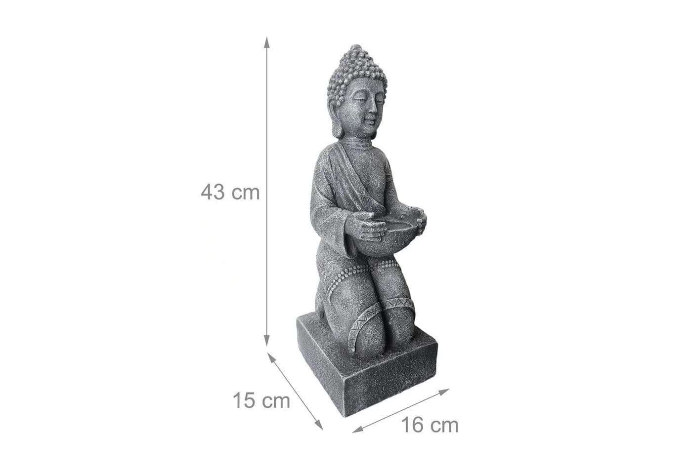 relaxdays Buddha Figur Grau Polyresin Wetterfest - Bild 4