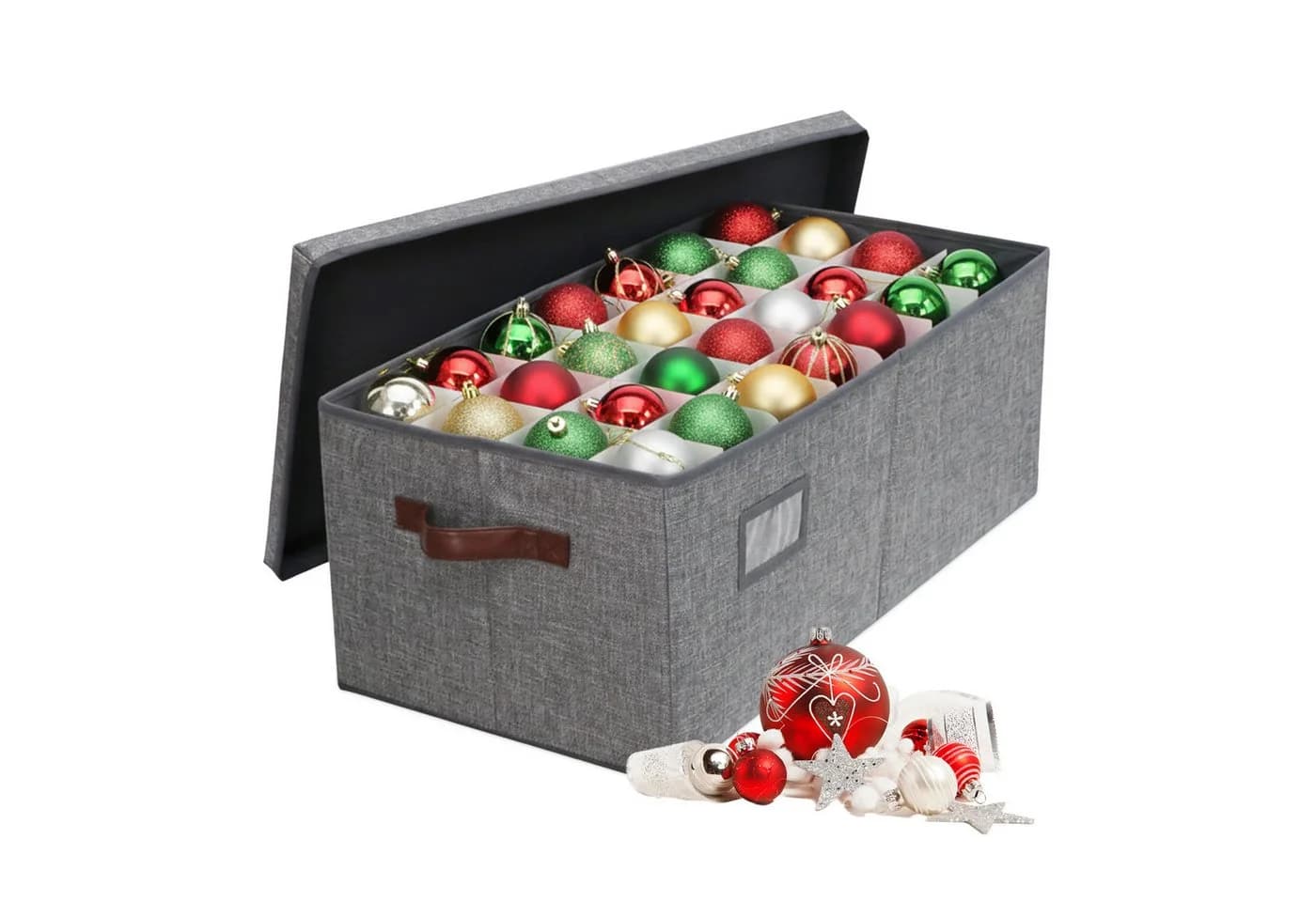 relaxdays Aufbewahrungsbox Weihnachtskugel, grau - Bild 2