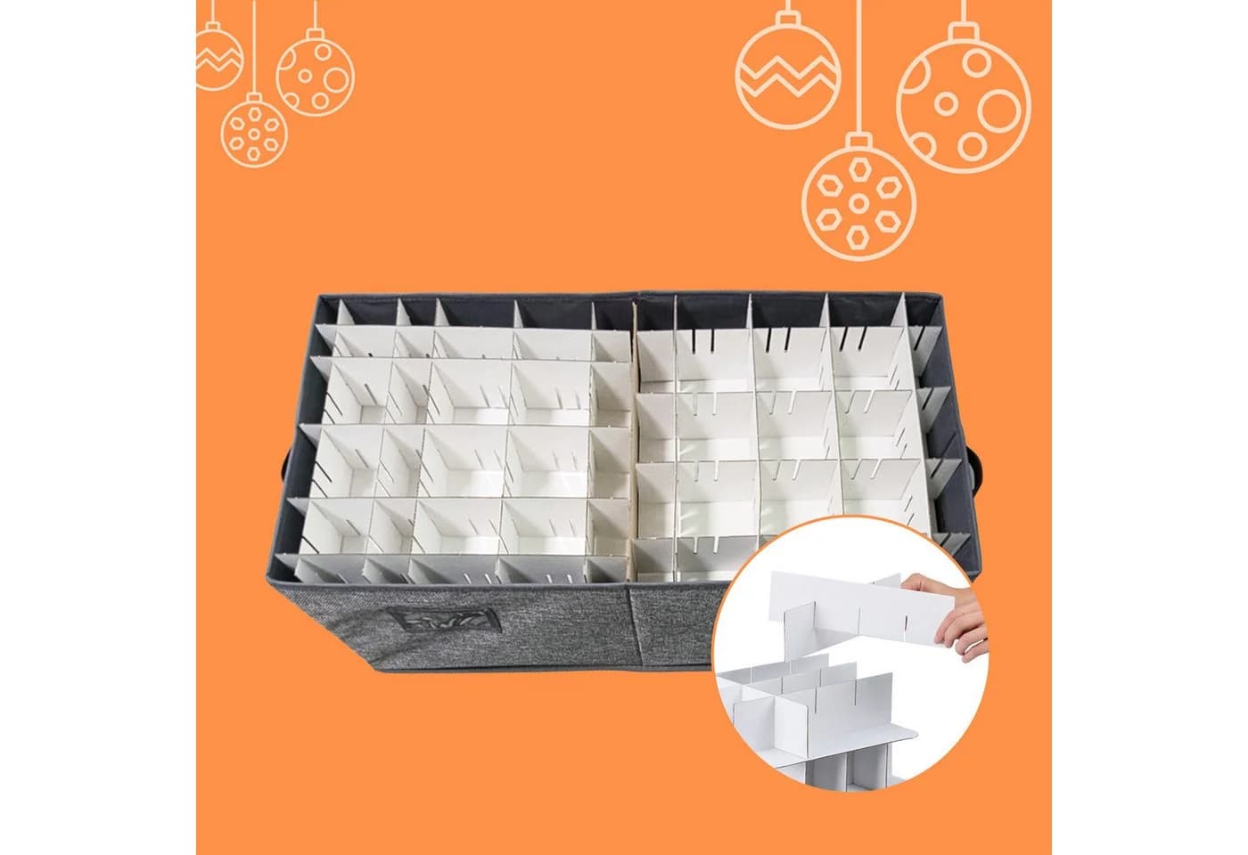 relaxdays Aufbewahrungsbox Weihnachtskugel, grau - Bild 5