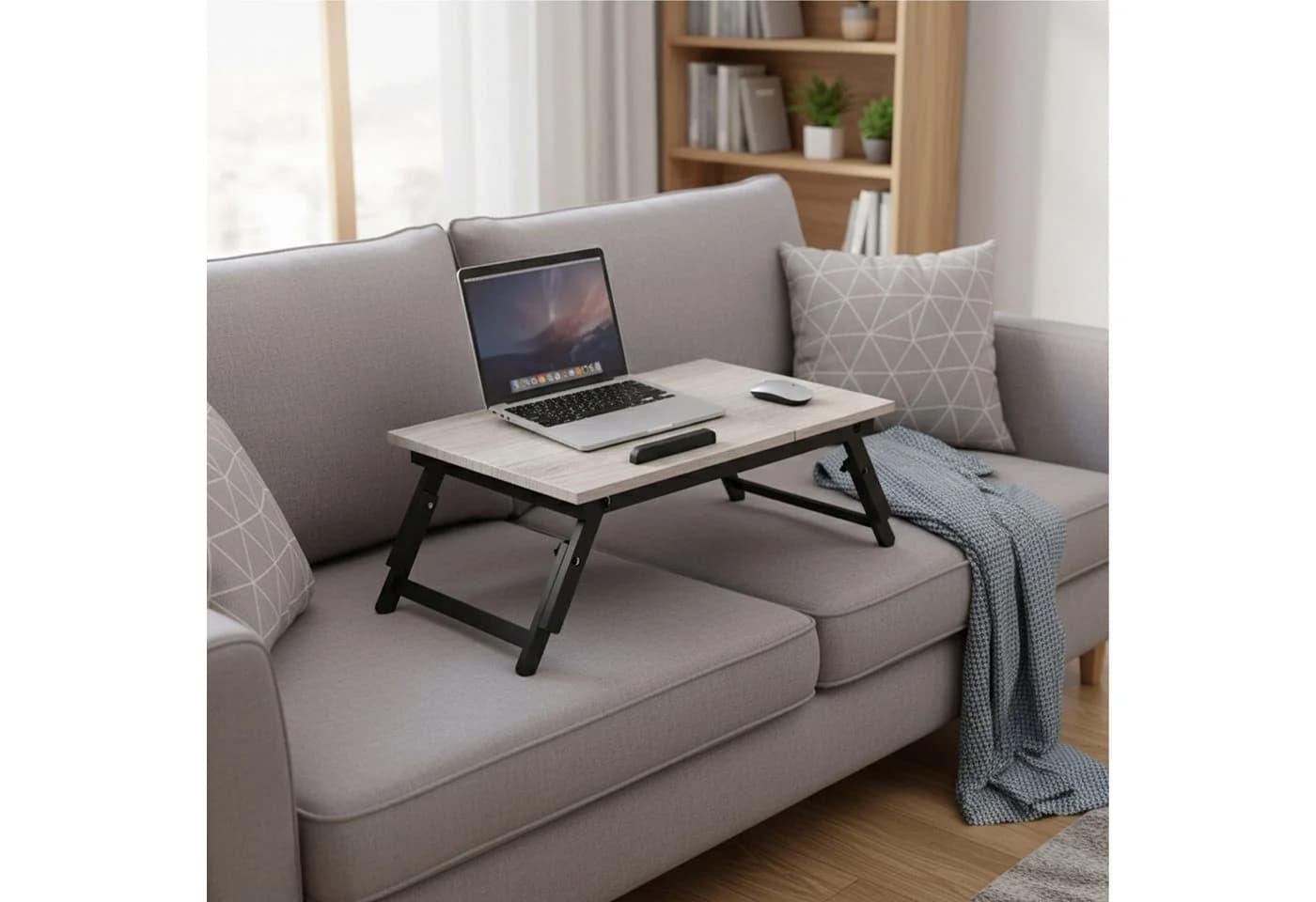 RELAXDAYS Laptoptisch Höhenverstellbar Grau-Schwarz mit Schublade