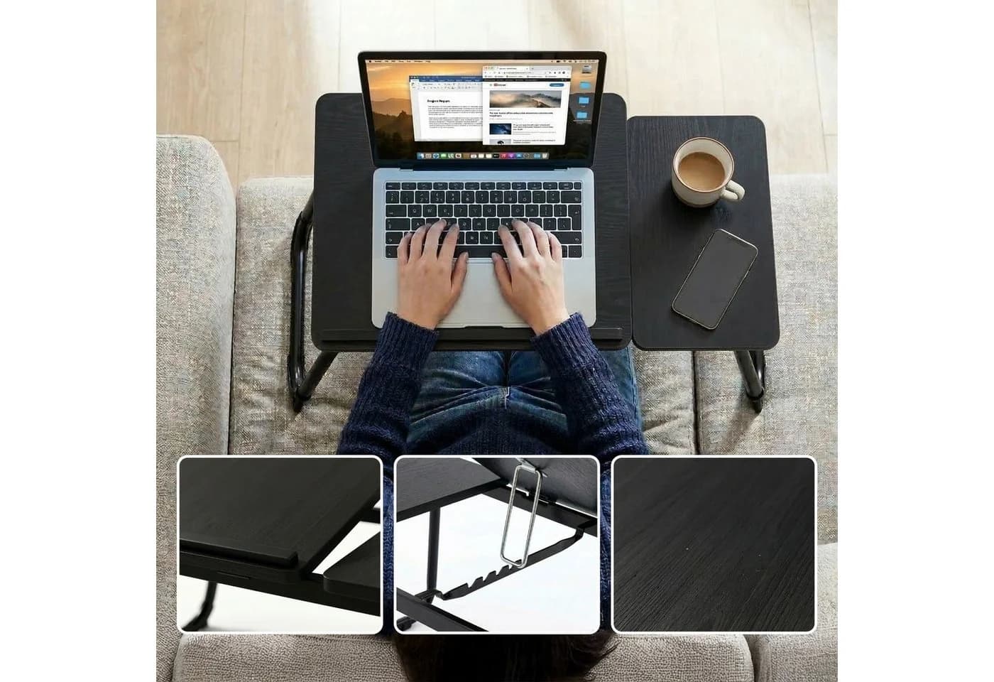 relaxdays Laptoptisch Höhenverstellbarer Laptoptisch, Schwarz - Bild 5