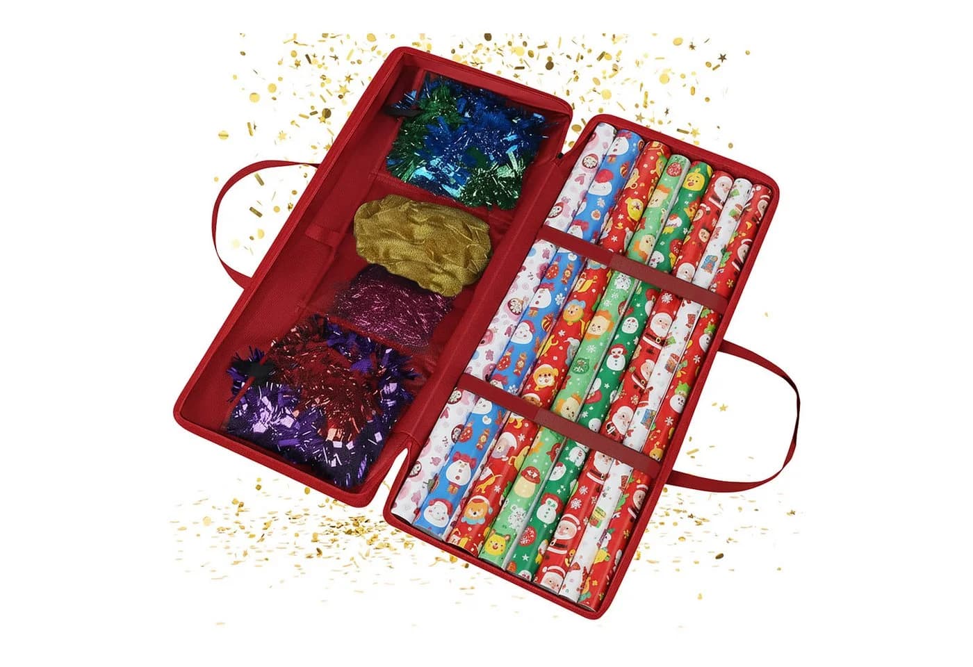 RELAXDAYS Aufbewahrungsbox Geschenkpapier rot mit Klettband und Tragegriffen - Bild 2