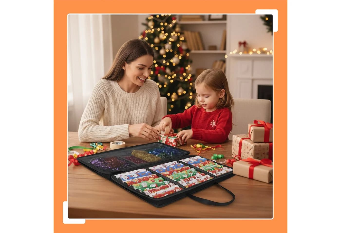 relaxdays Aufbewahrungsbox Geschenkpapier Aufbewahrung, Schwarz