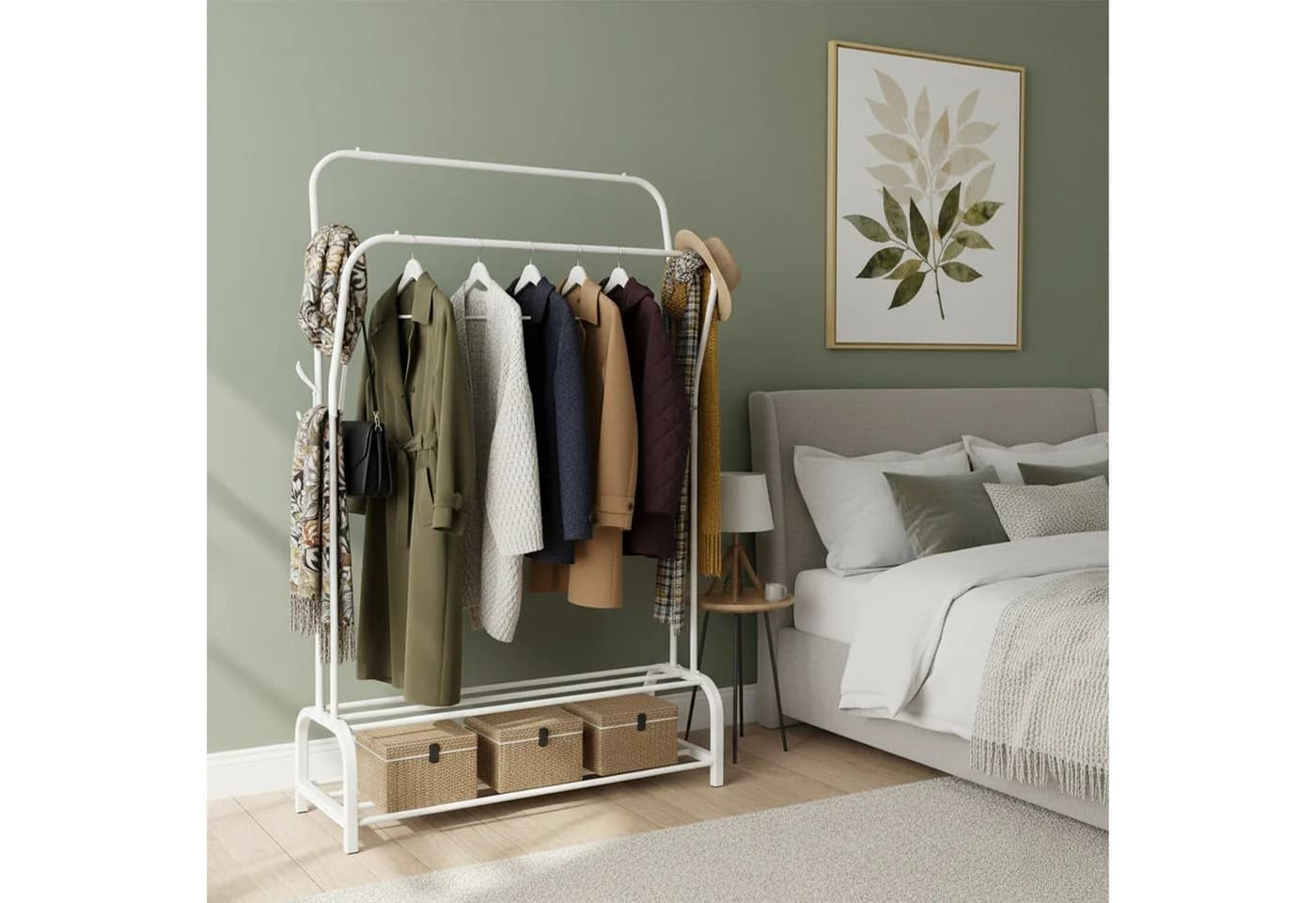 relaxdays Kleiderständer 2 Stangen 2 Ablagen weiß - Bild 3