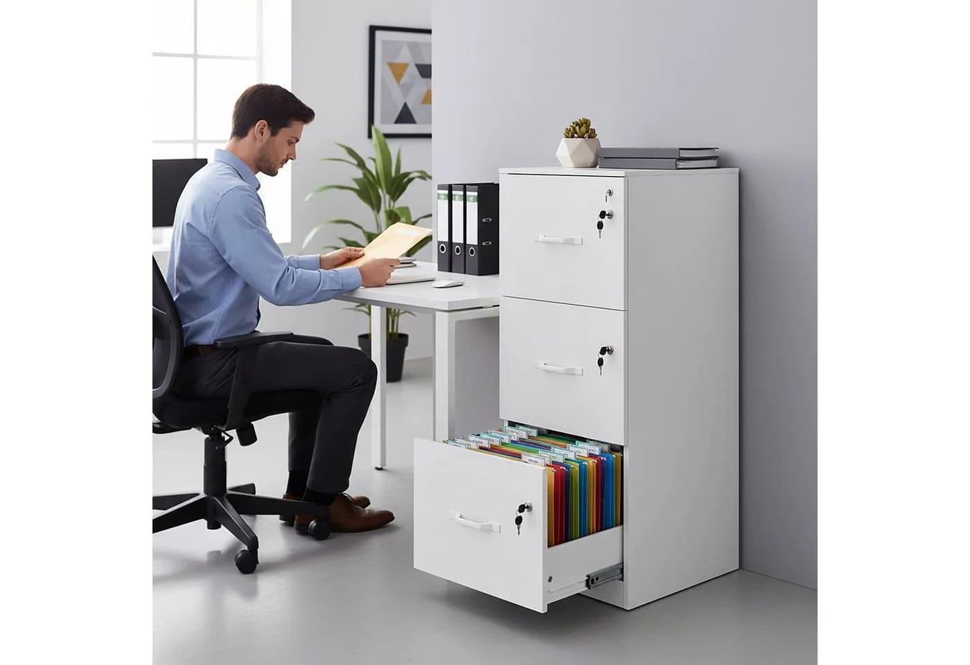 relaxdays Aktenschrank Hängeregister Weiß