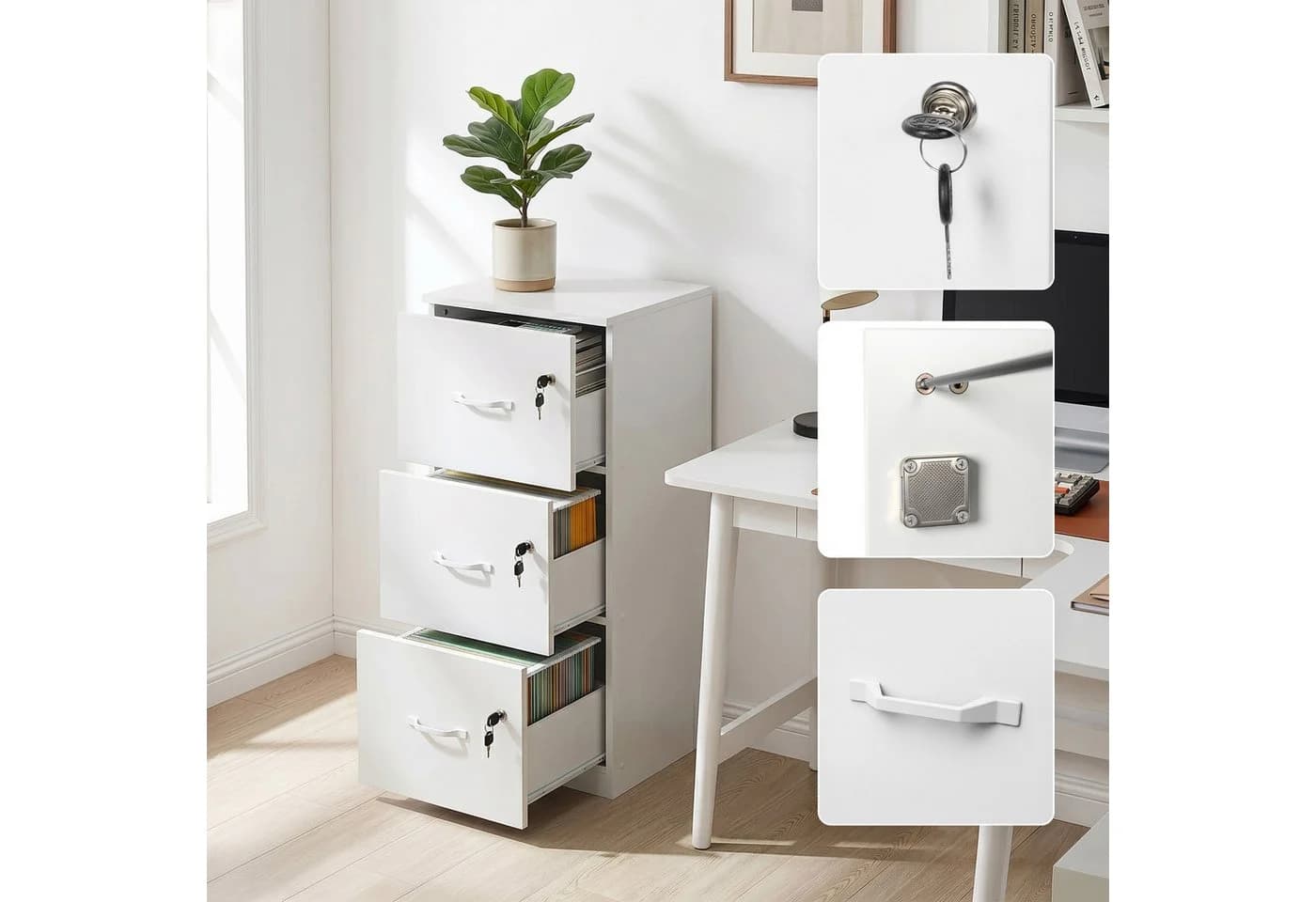 relaxdays Aktenschrank Hängeregister Weiß - Bild 5