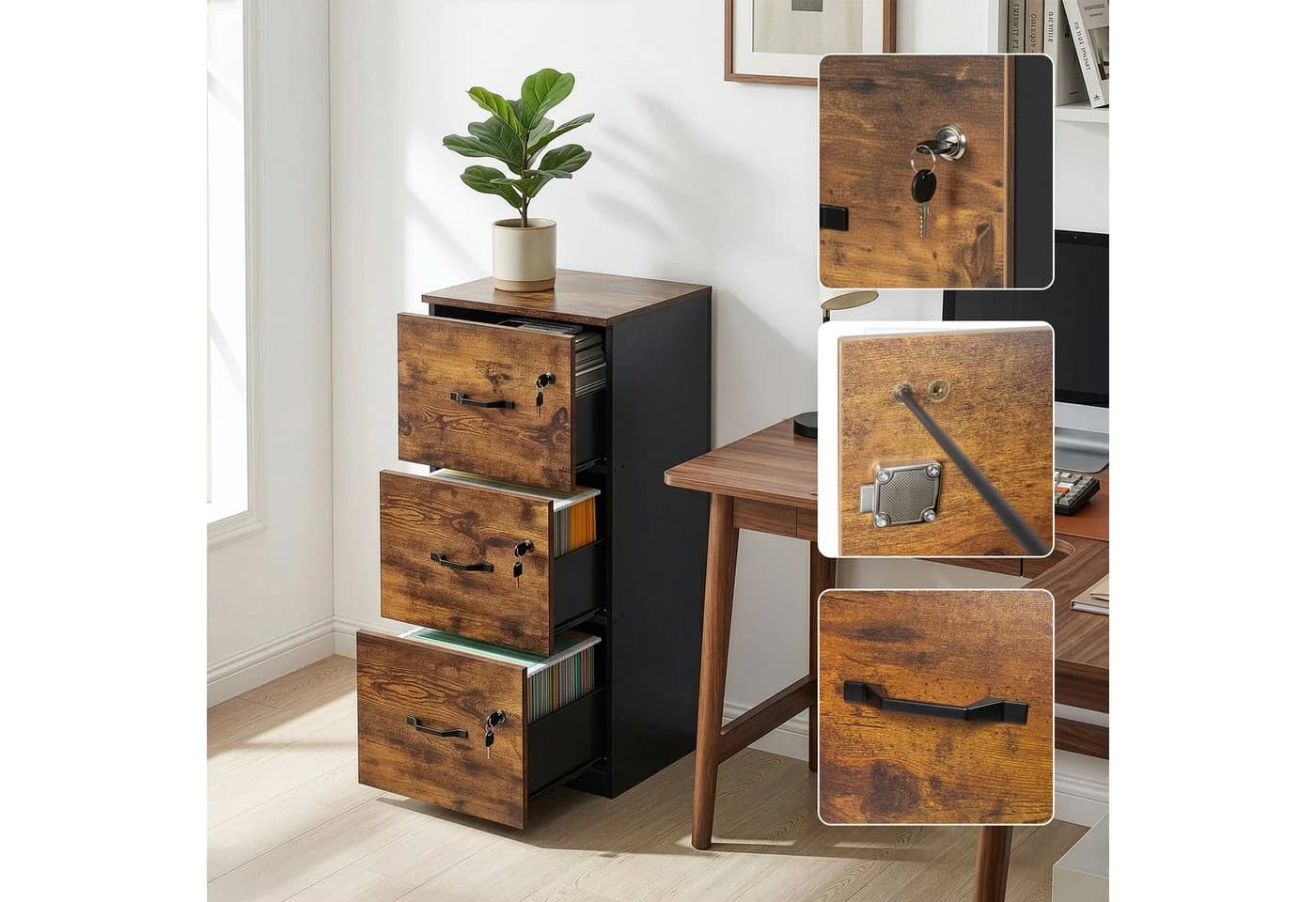 RELAXDAYS Aktenschrank Hängeregist Industrial-Schwarz - Bild 5