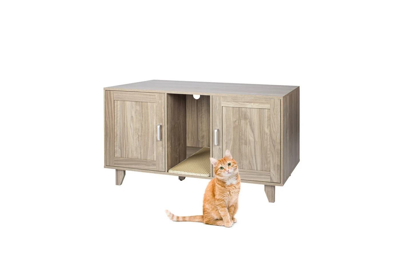 relaxdays Katzenhaus XXL Katzenschrank grau mit zwei Kammern - Bild 2