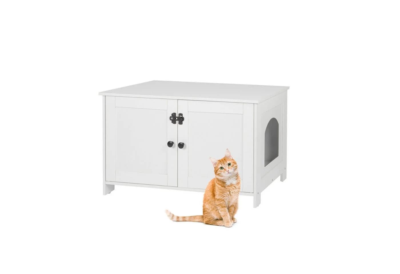 relaxdays Katzenhaus mit Katzenschrank Weiß Holzoptik - Bild 2