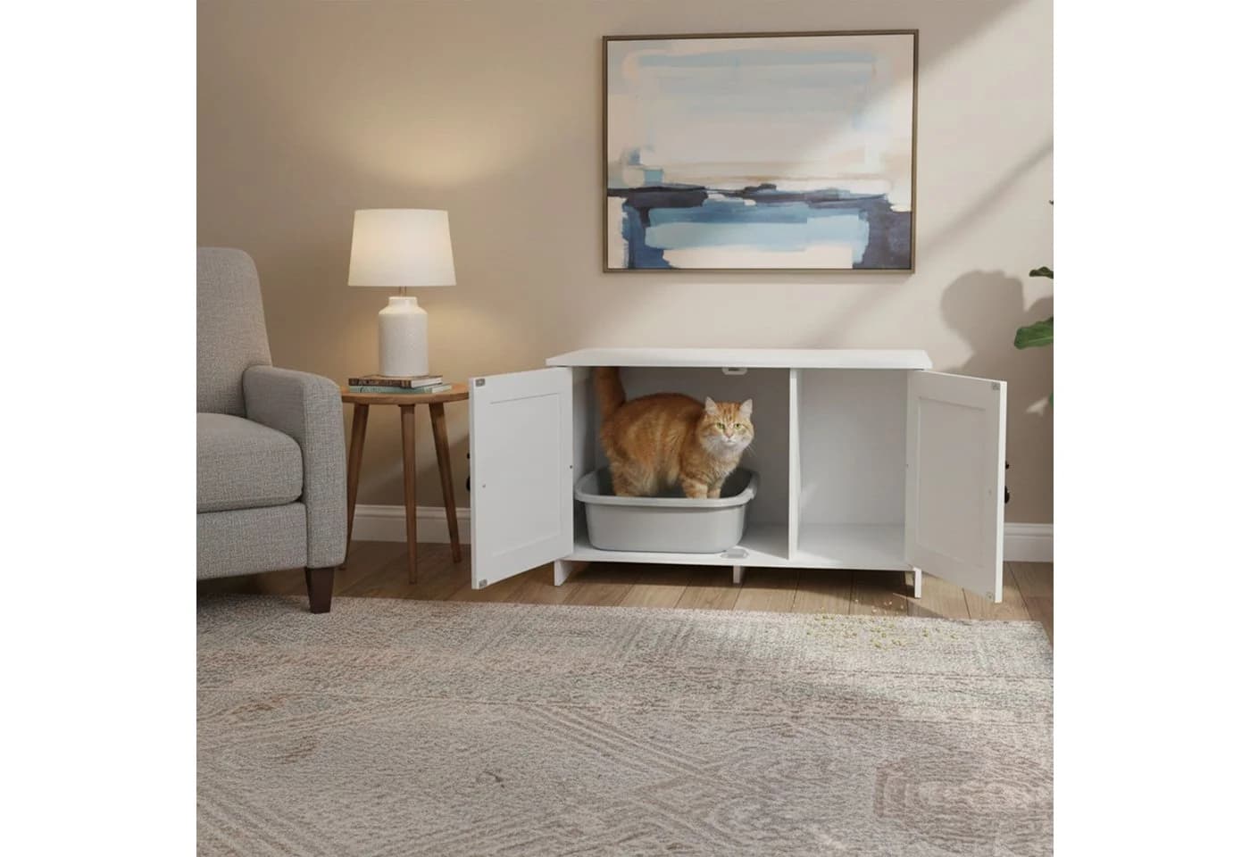 relaxdays Katzenhaus mit Katzenschrank Weiß Holzoptik - Bild 5