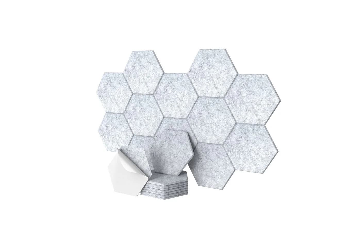 relaxdays Akustikplatte Hexagon Akustikplatten Set selbstklebend, 36-St, grau - Bild 2