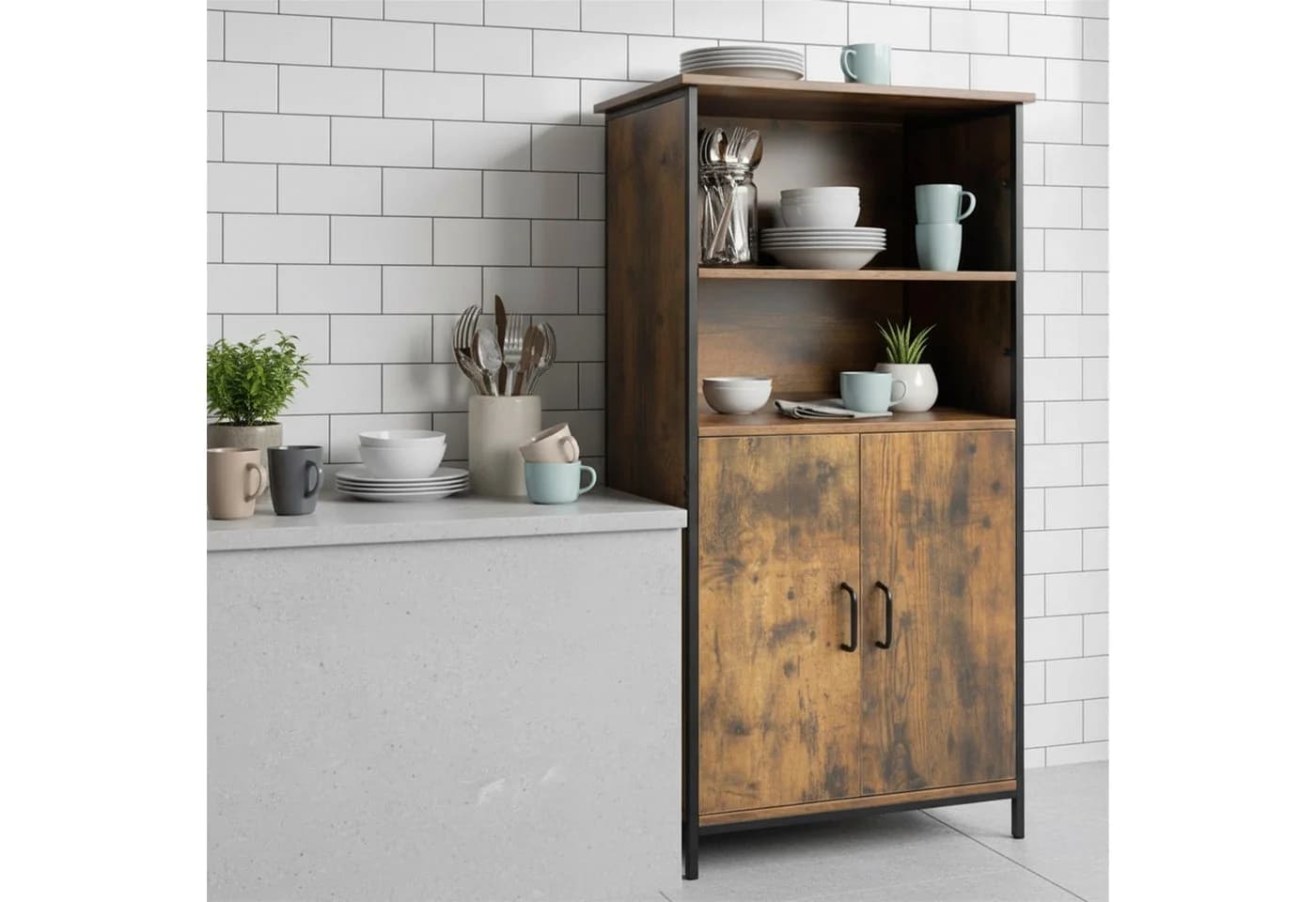 relaxdays Küchenbuffet Vintagebraun Industrial Style