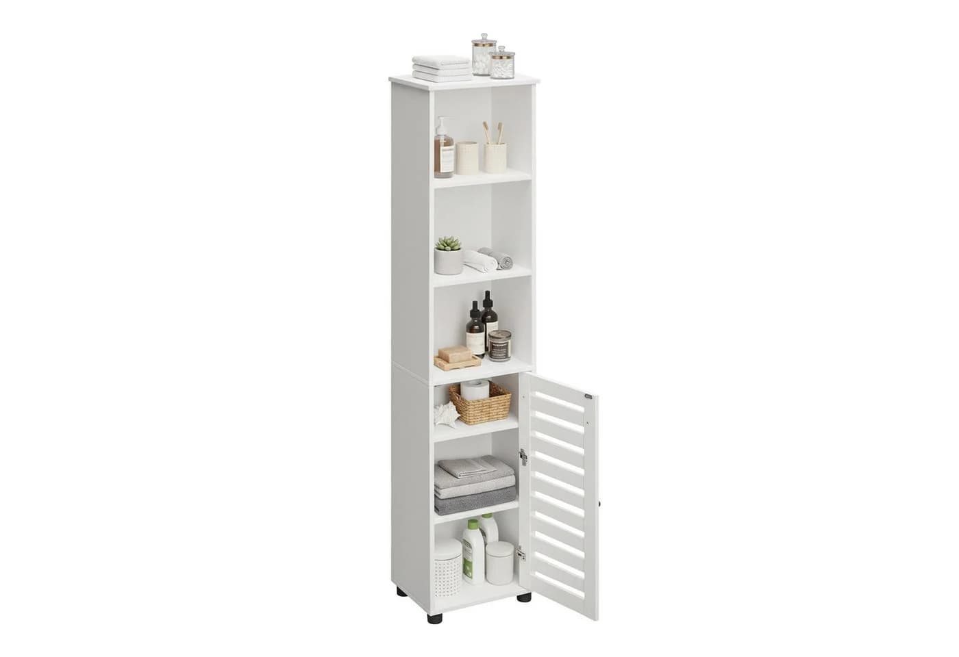 relaxdays Hochschrank Hoher Badezimmerschrank Weiß - Bild 2