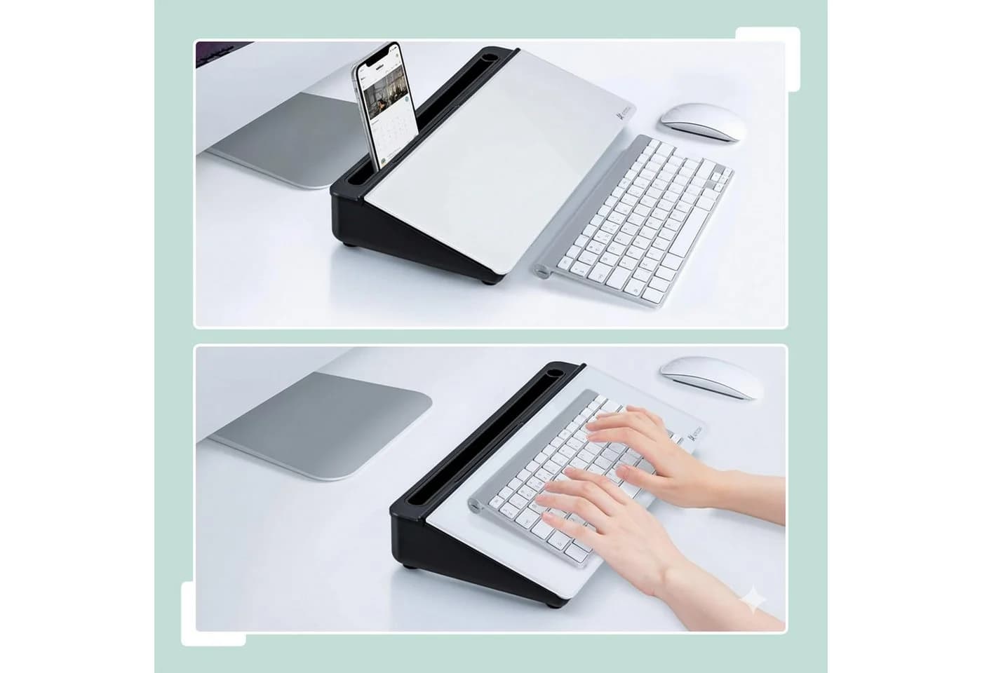 relaxdays Schreibtisch Organizer mit Whiteboard Glas Schwarz - Bild 3