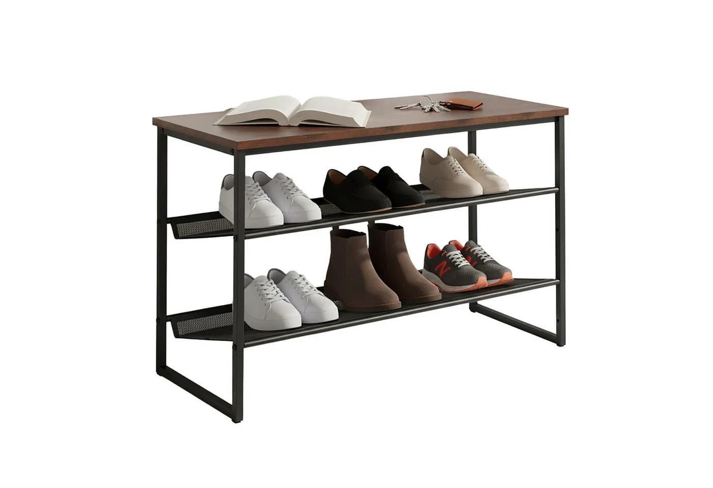 Schuhregal Industrial Stil Metall Schwarz - Bild 2