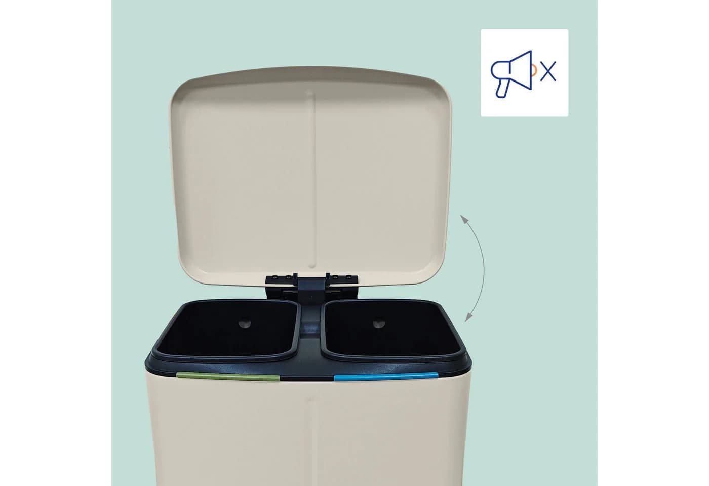 relaxdays Mülleimer 2 Fächer Beige Softclose
