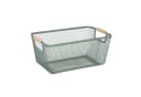 relaxdays Aufbewahrungskorb Drahtkorb mit Holzgriffen Mint Bild 2