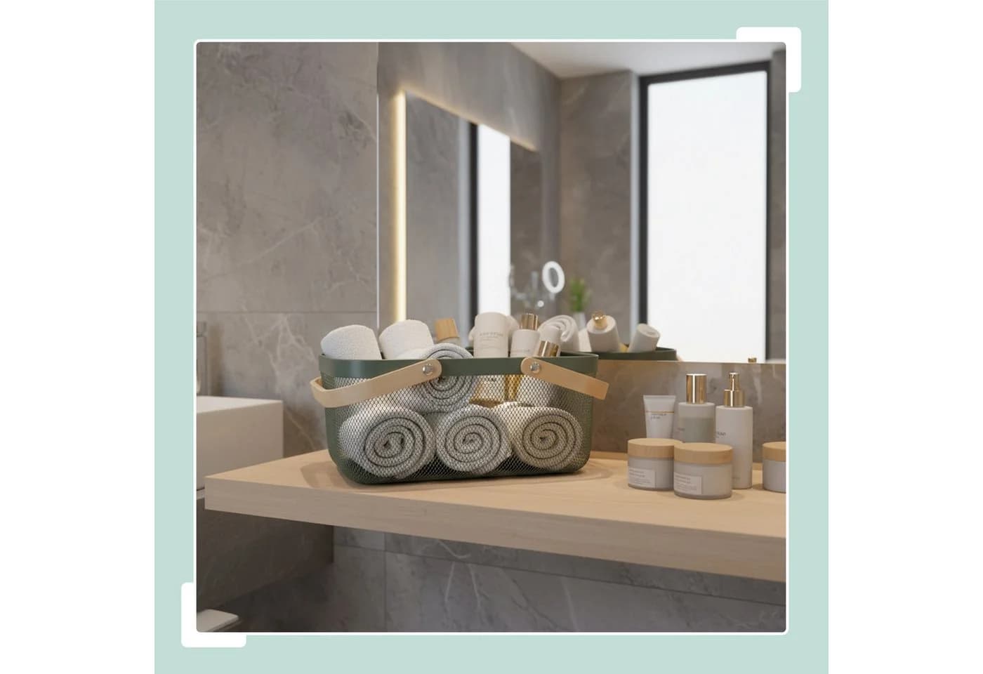 relaxdays Aufbewahrungskorb Mint Metall Holz - Bild 5