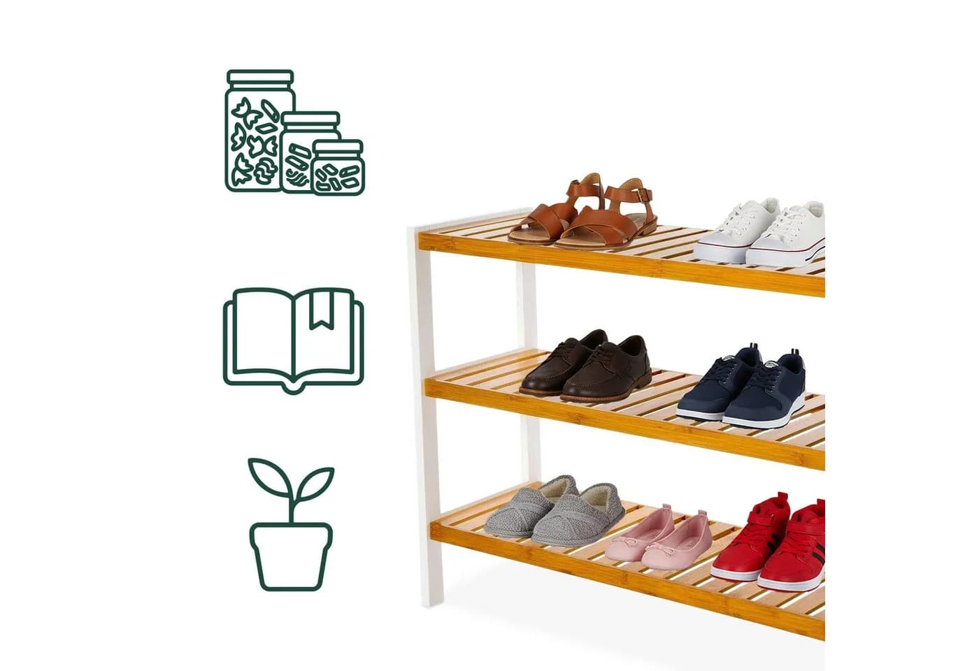 relaxdays Schuhregal Bambus 3 Ebenen Natur-Weiß - Bild 5