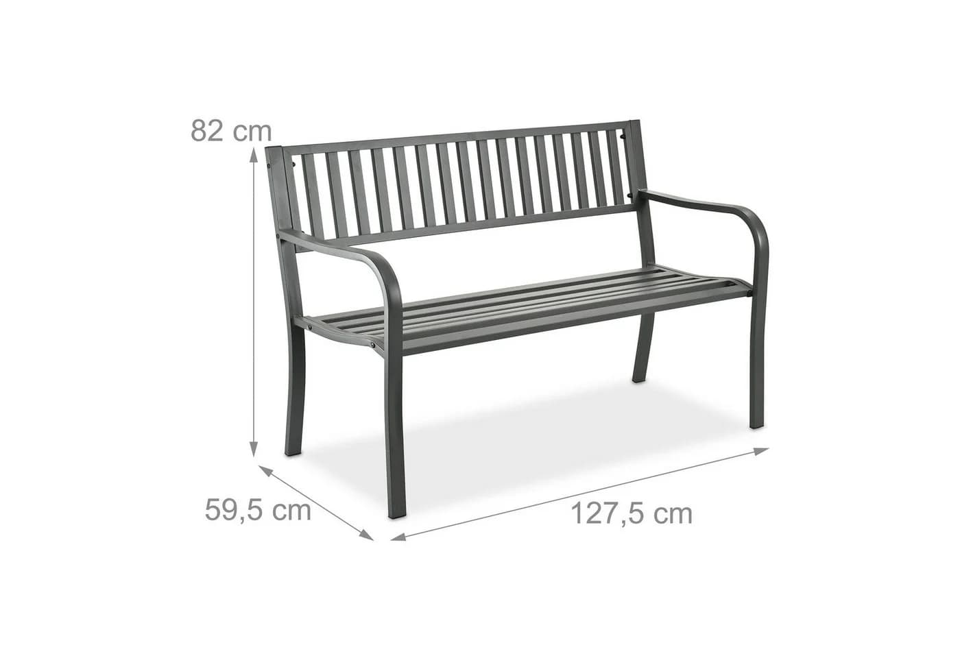 RELAXDAYS Gartenbank aus Metall Grau mit Armlehnen - Bild 4