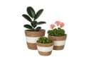 relaxdays Blumentopf Runder Blumentopf im 3er Set Weiß-Braun Bild 2