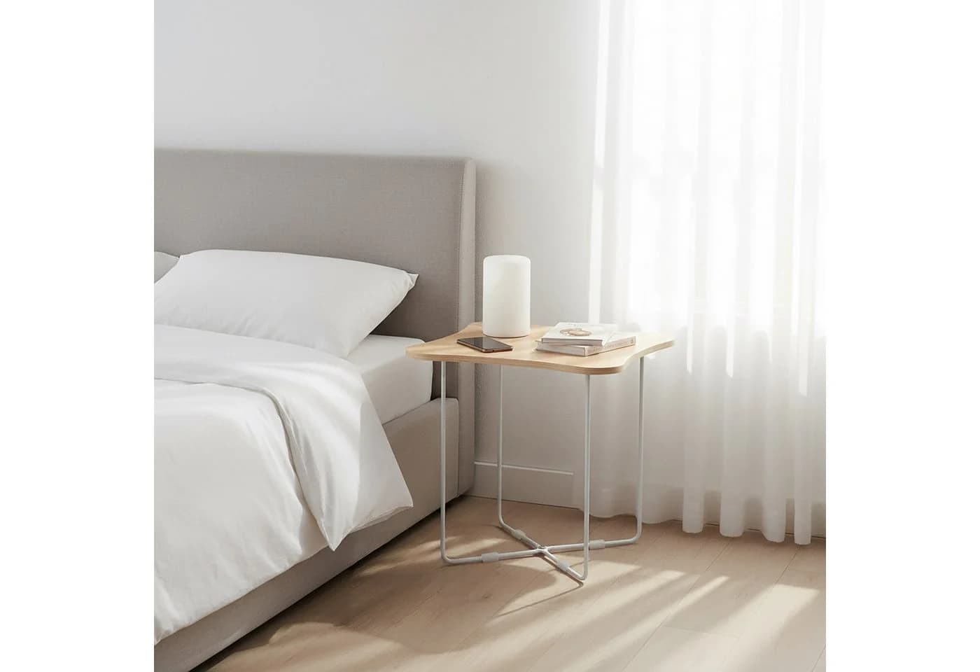 relaxdays Beistelltisch Skandi Design Weiß Holzoptik - Bild 3