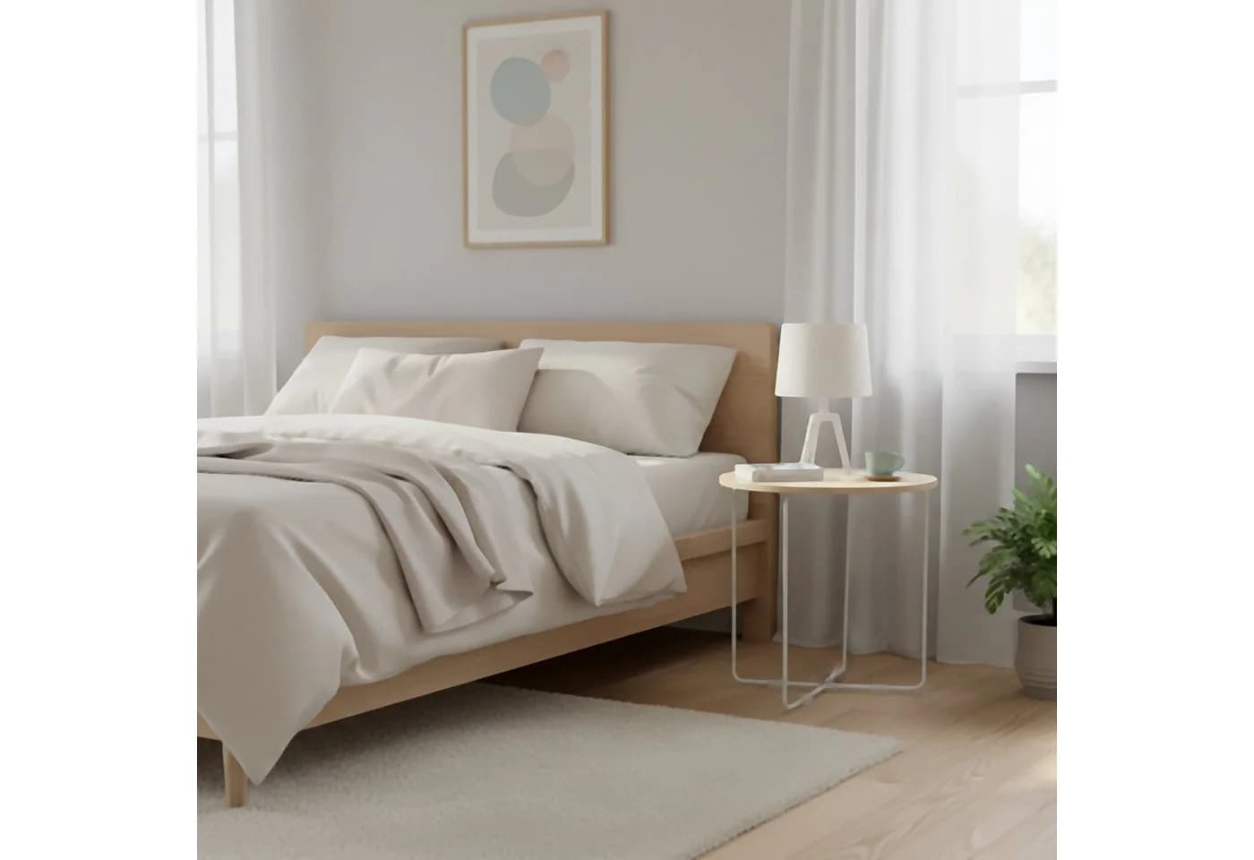 relaxdays Beistelltisch Skandi Design Rund Weiß Holzoptik - Bild 3