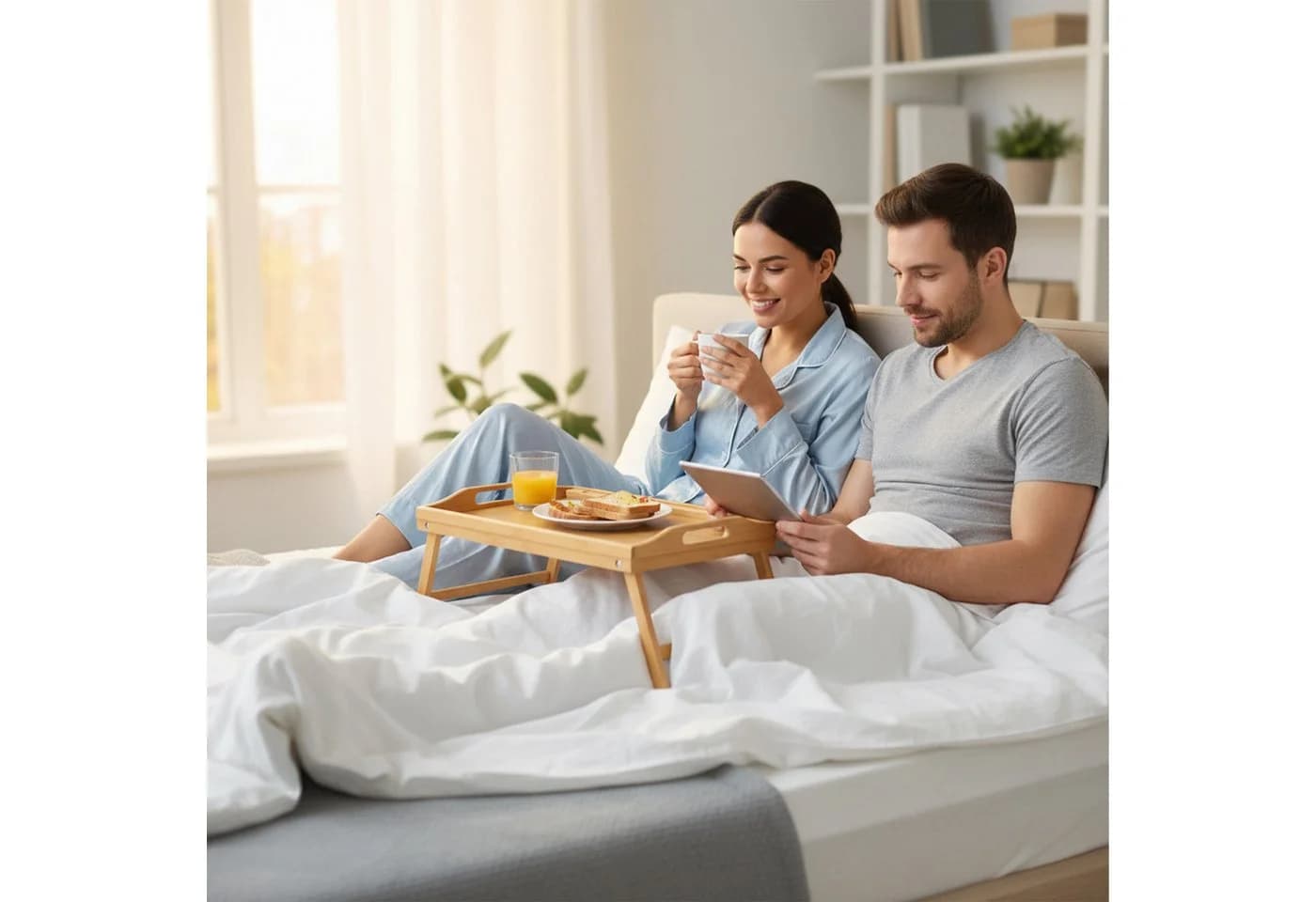 relaxdays Klappbares Betttablett Bambus Natur - Bild 3