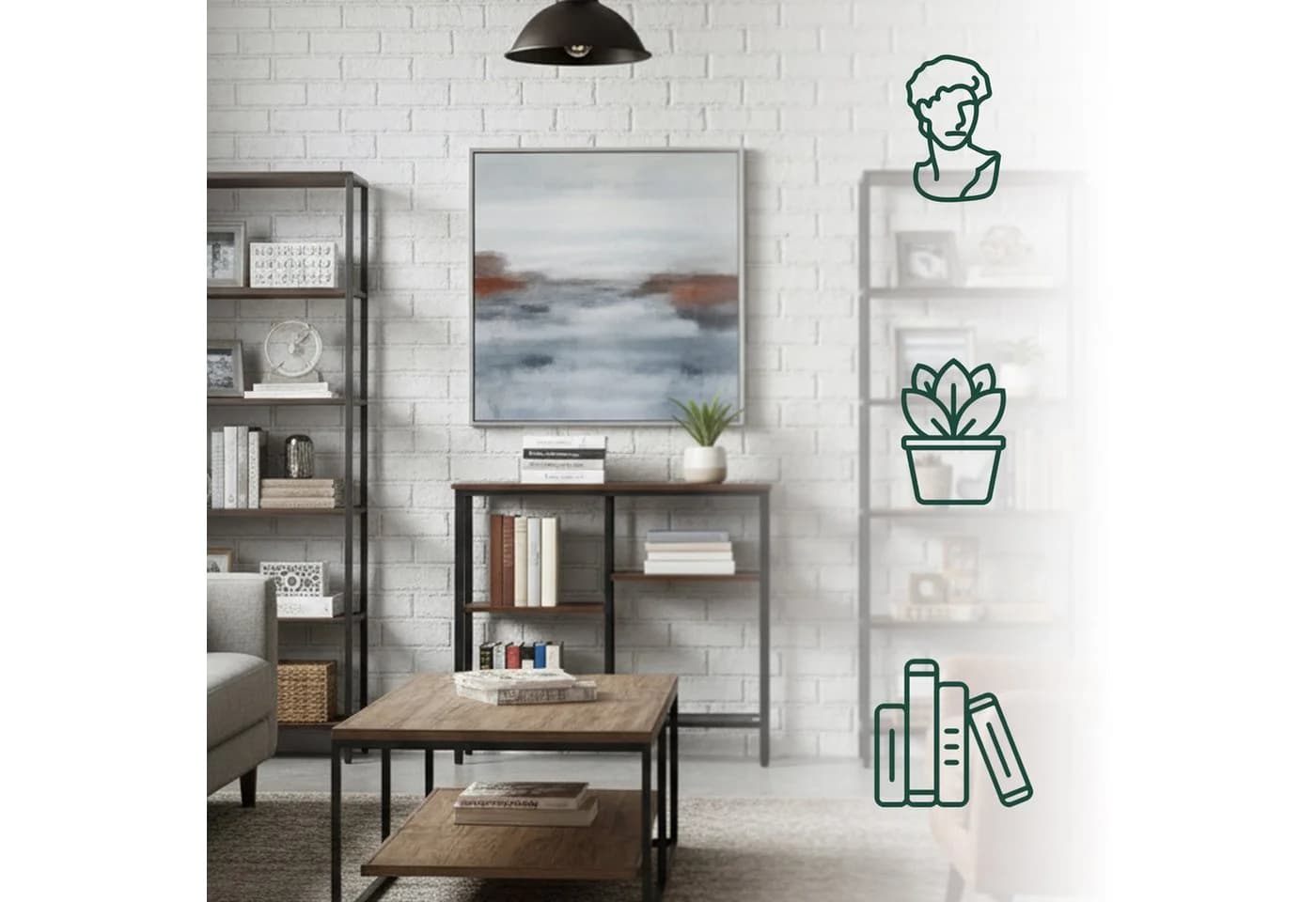 relaxdays Konsolentisch mit 4 Ablagen, Dunkelbraun, Industrial-Look - Bild 3