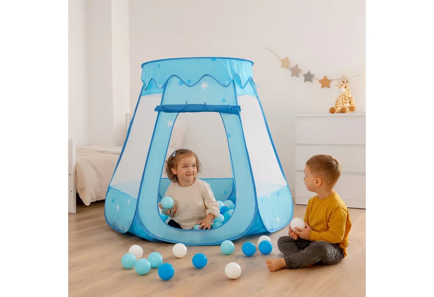 relaxdays Bällebad mit 100 Bällen Blau