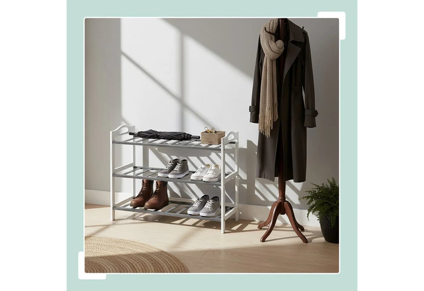 RELAXDAYS Schuhregal aus Bambus Weiss-Grau