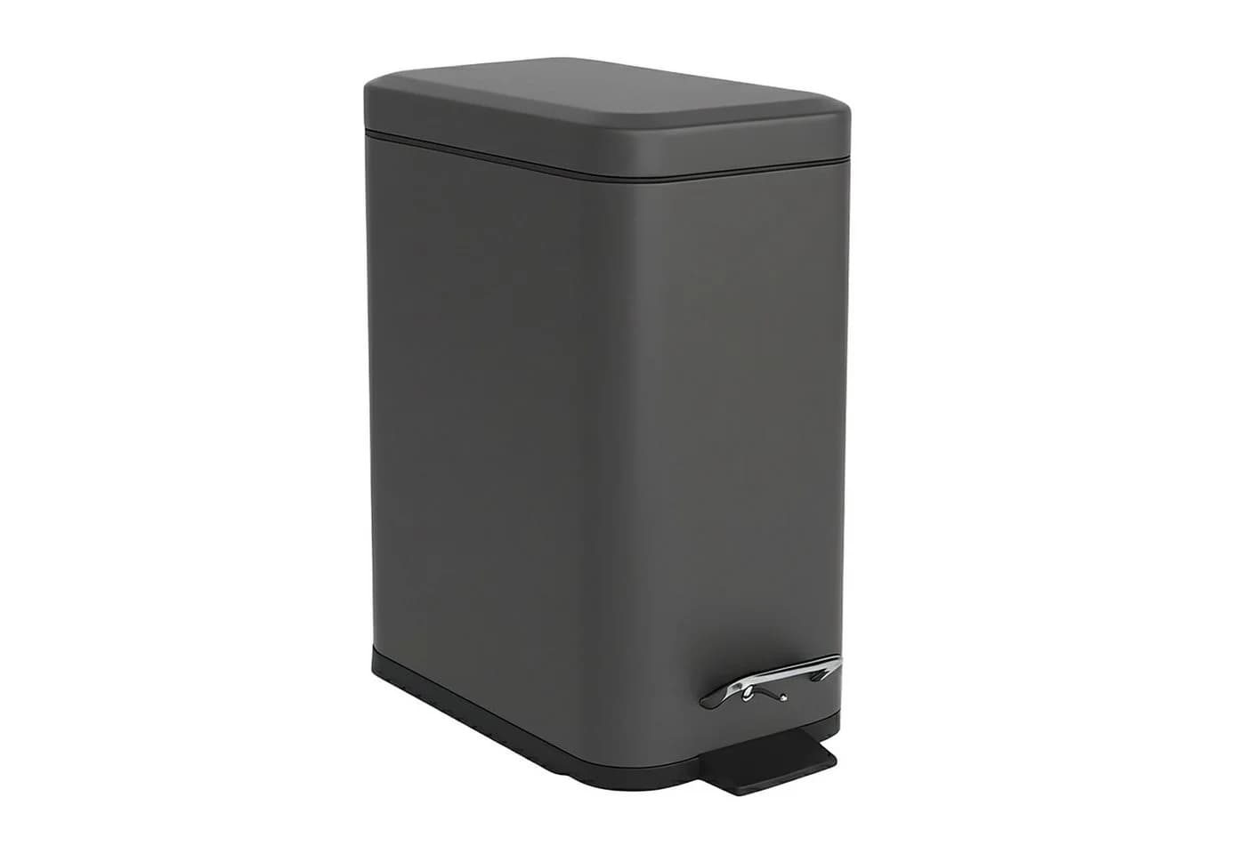 relaxdays Badmülleimer mit Softclose 5 Liter Trittpedal Grau - Bild 2