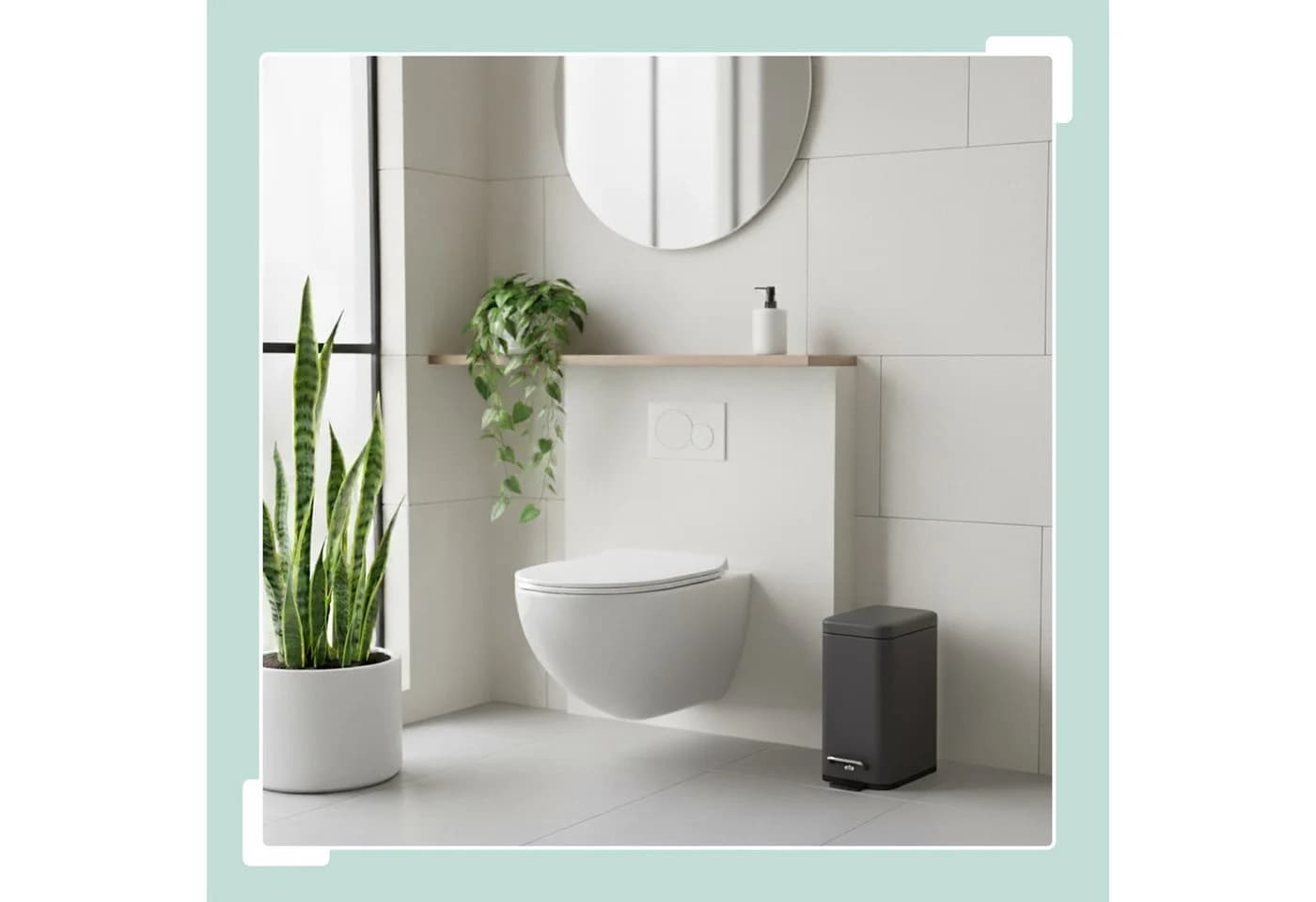 relaxdays Badmülleimer mit Softclose 5 Liter Trittpedal Grau - Bild 3